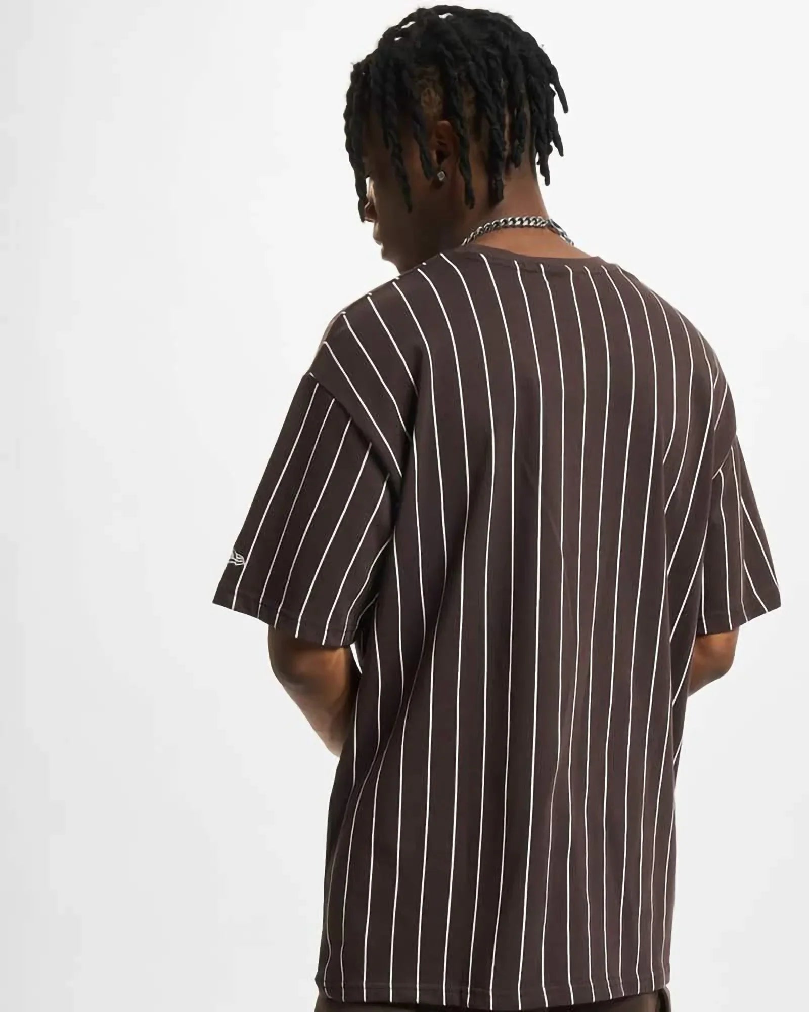 New Era Pinstripe Oversize Tee Brown