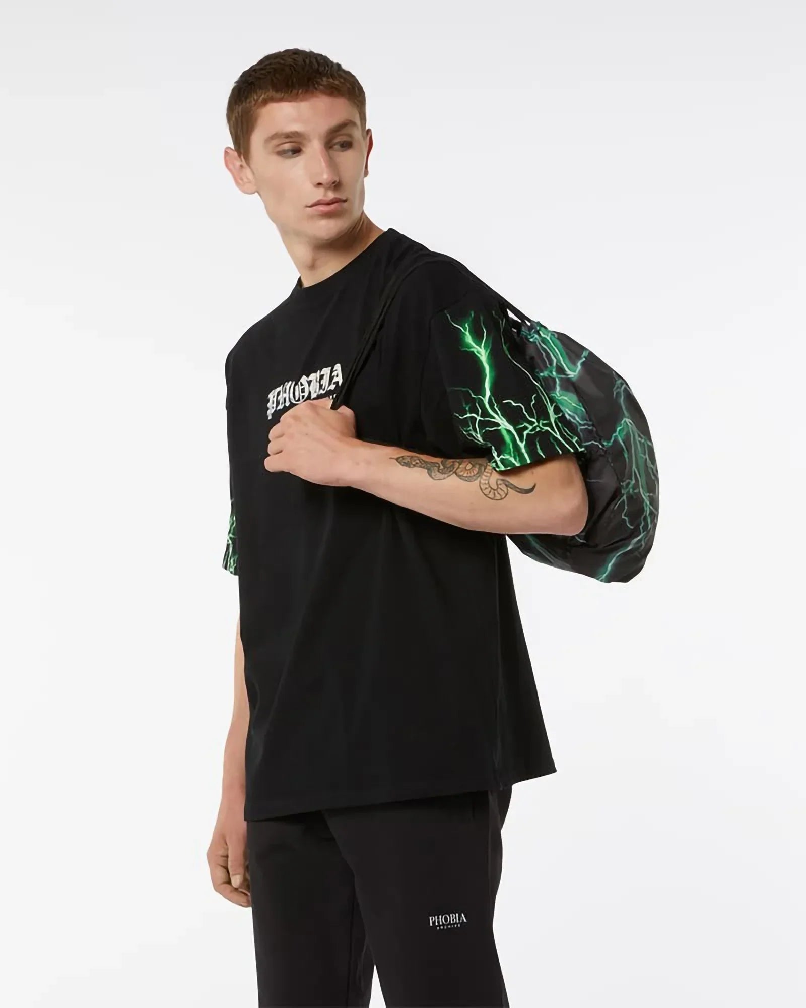 Phobia Green Lightning Black Tee
