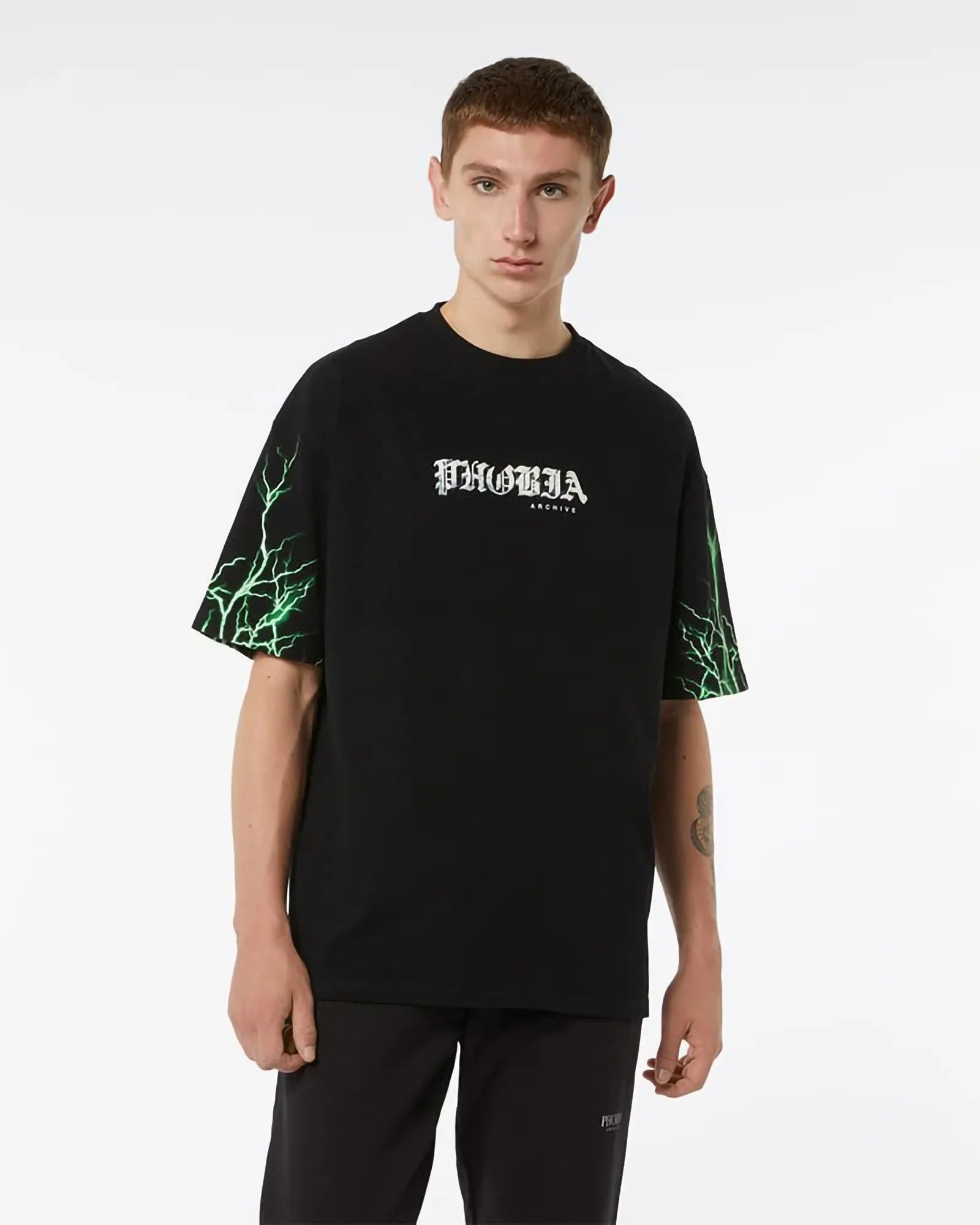 Phobia Green Lightning Black Tee