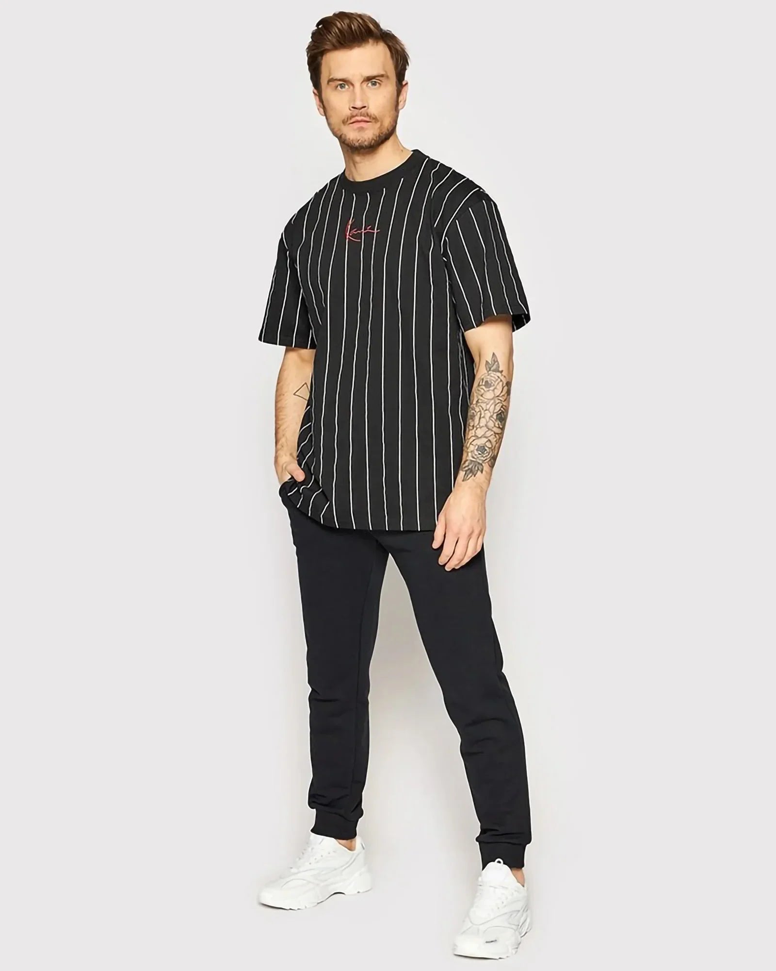 Karl Kani Kk Small Signature Pinstripe Tee Black / White