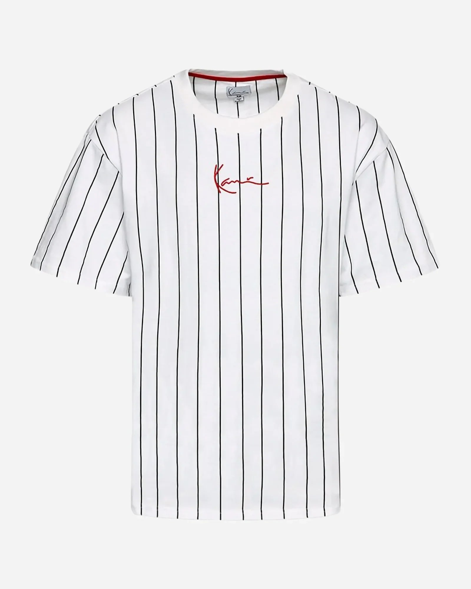 Karl Kani Small Signature Pinstripe Tee White Astrofat Streetwear Shop