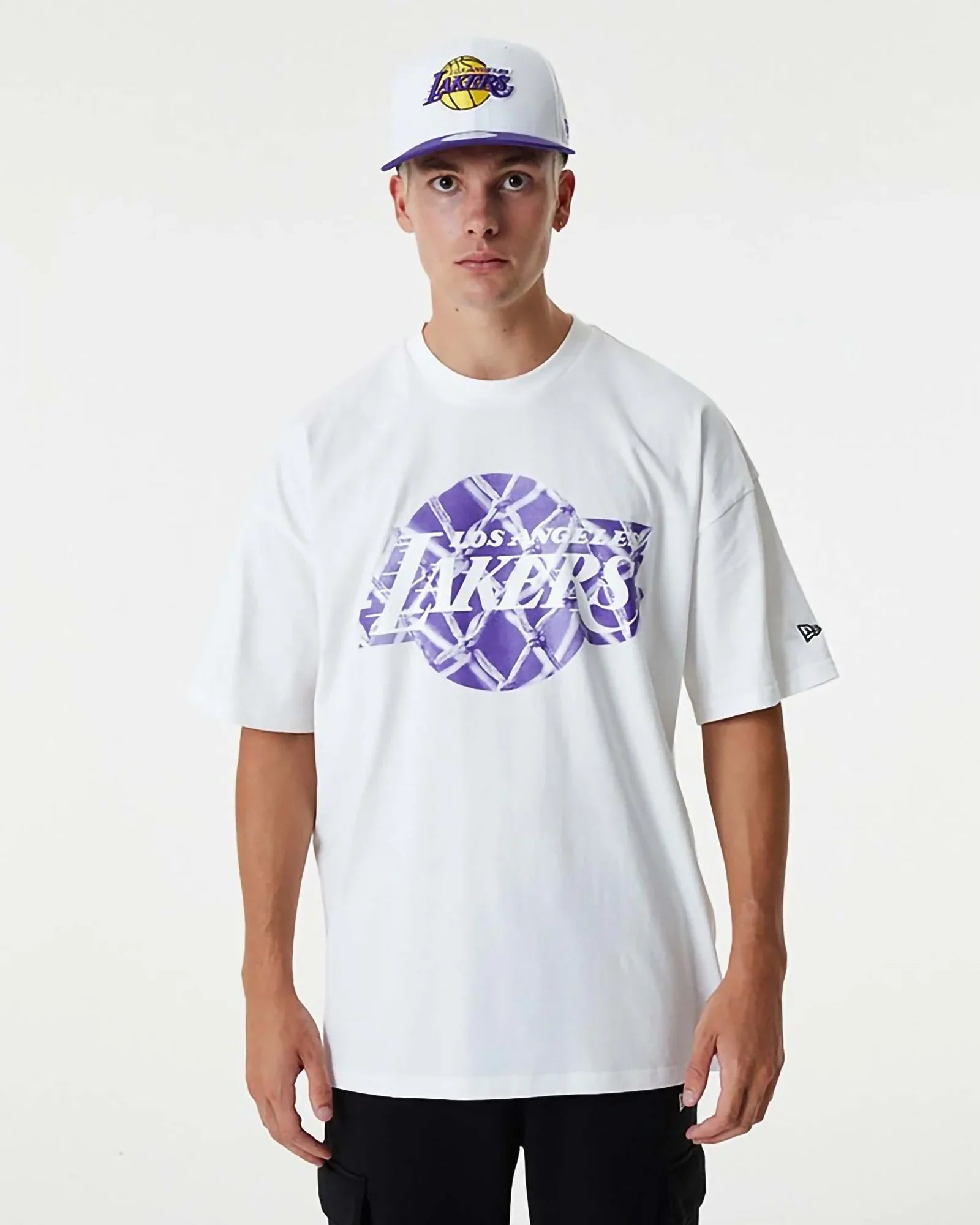 New Era Nba Los Angeles Lakers Infill Logo Oversize Tee White