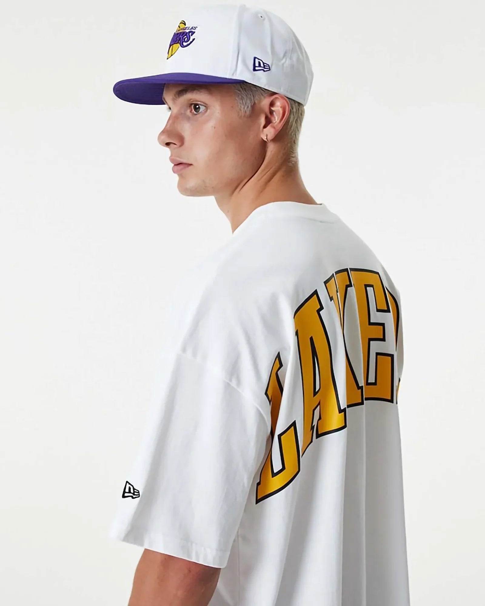 New Era Nba Los Angeles Lakers Infill Logo Oversize Tee White