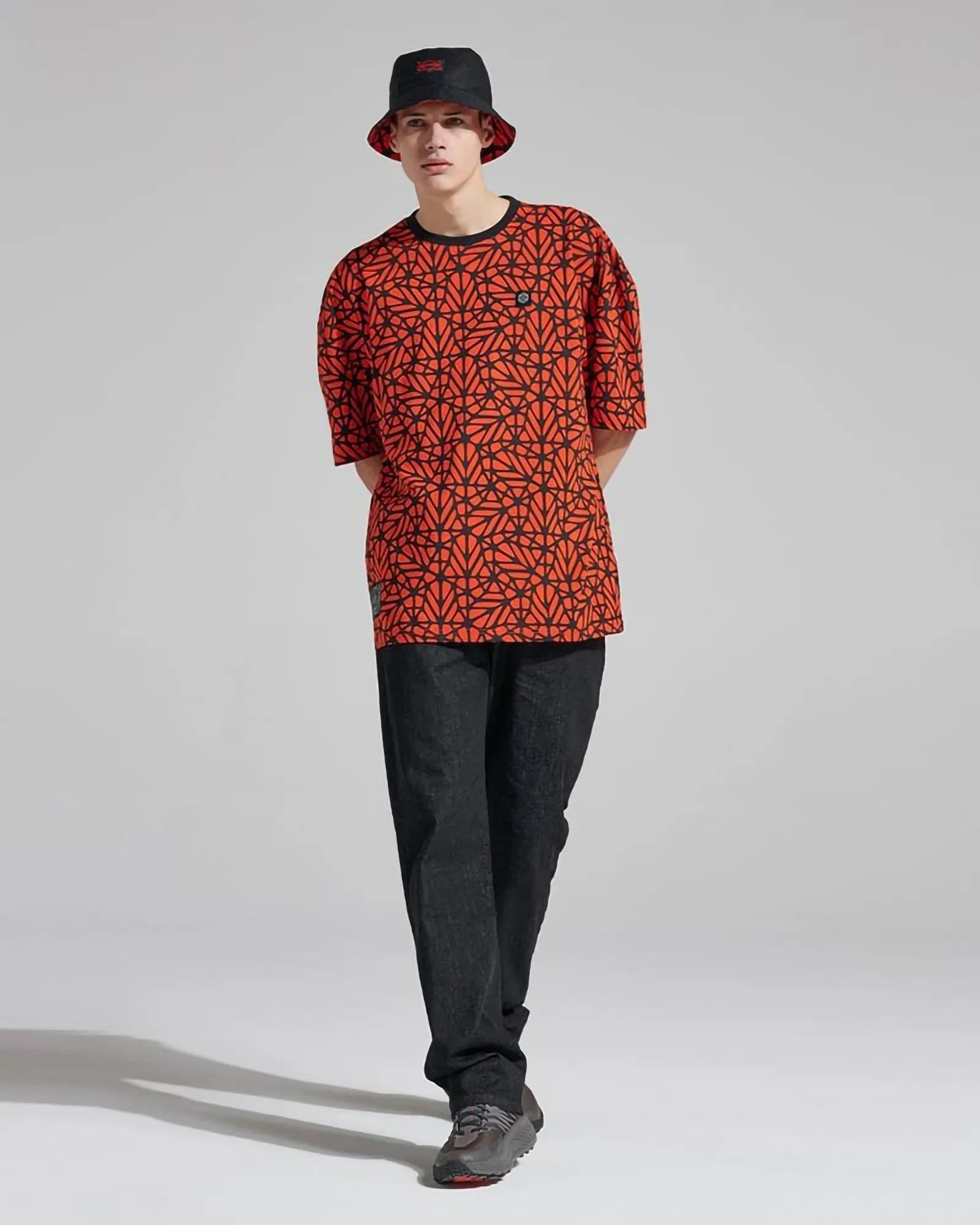 Dolly Noire Bosco Pattern Oversize T-shirt Red