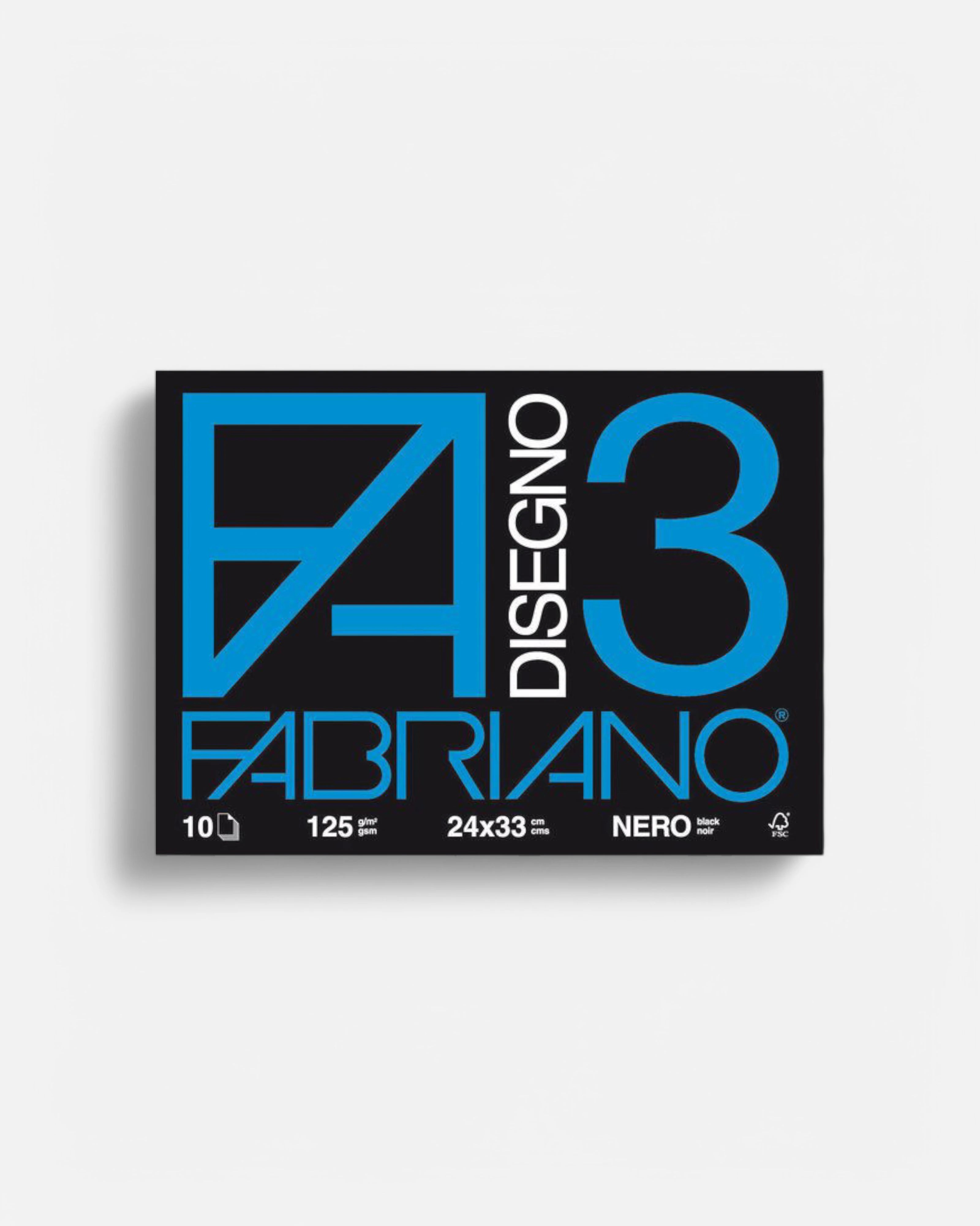 Album Fabriano F3 10x Fogli Liscio 24 x 33cm Nero