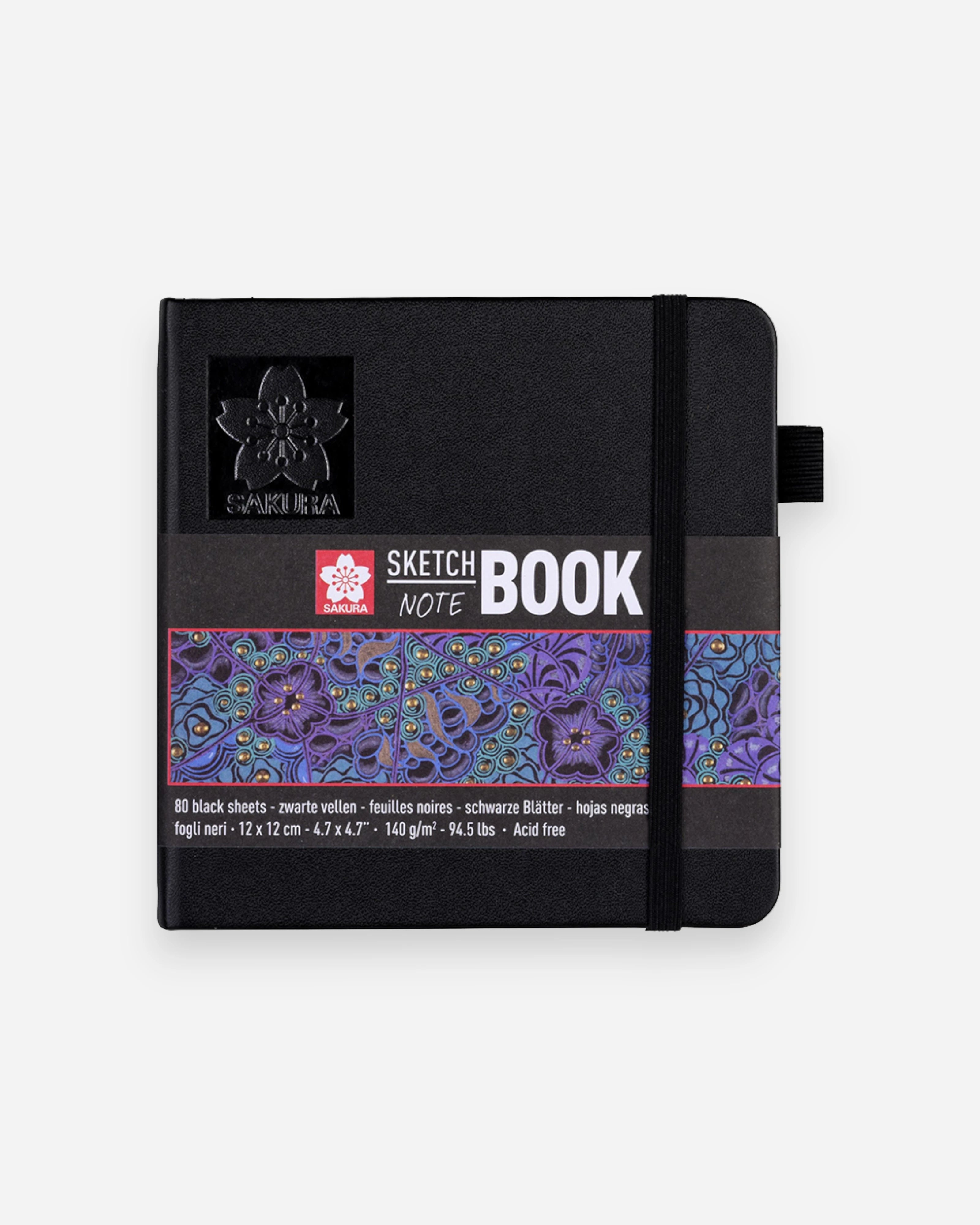 Sketch/Note Book Squared Black 12x12cm