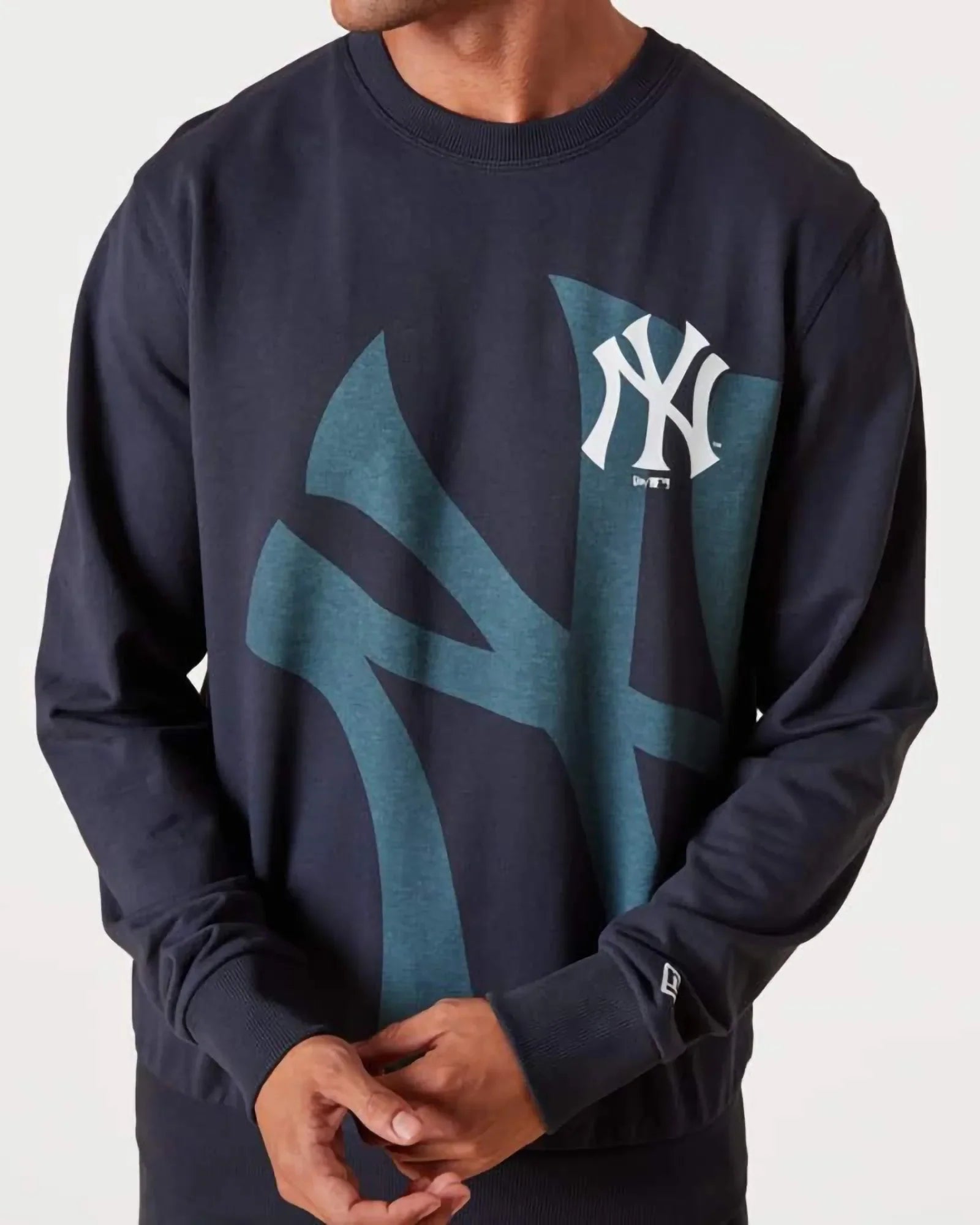 New Era Mlb Washed Pack Ny Yankees Graphic Crewneck Navy