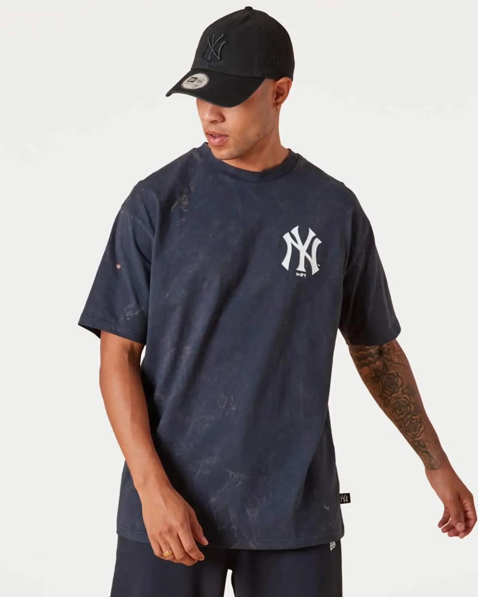 New Era Mlb Ny Yankees Logo Washed Pack Oversize Tee Navy Blue