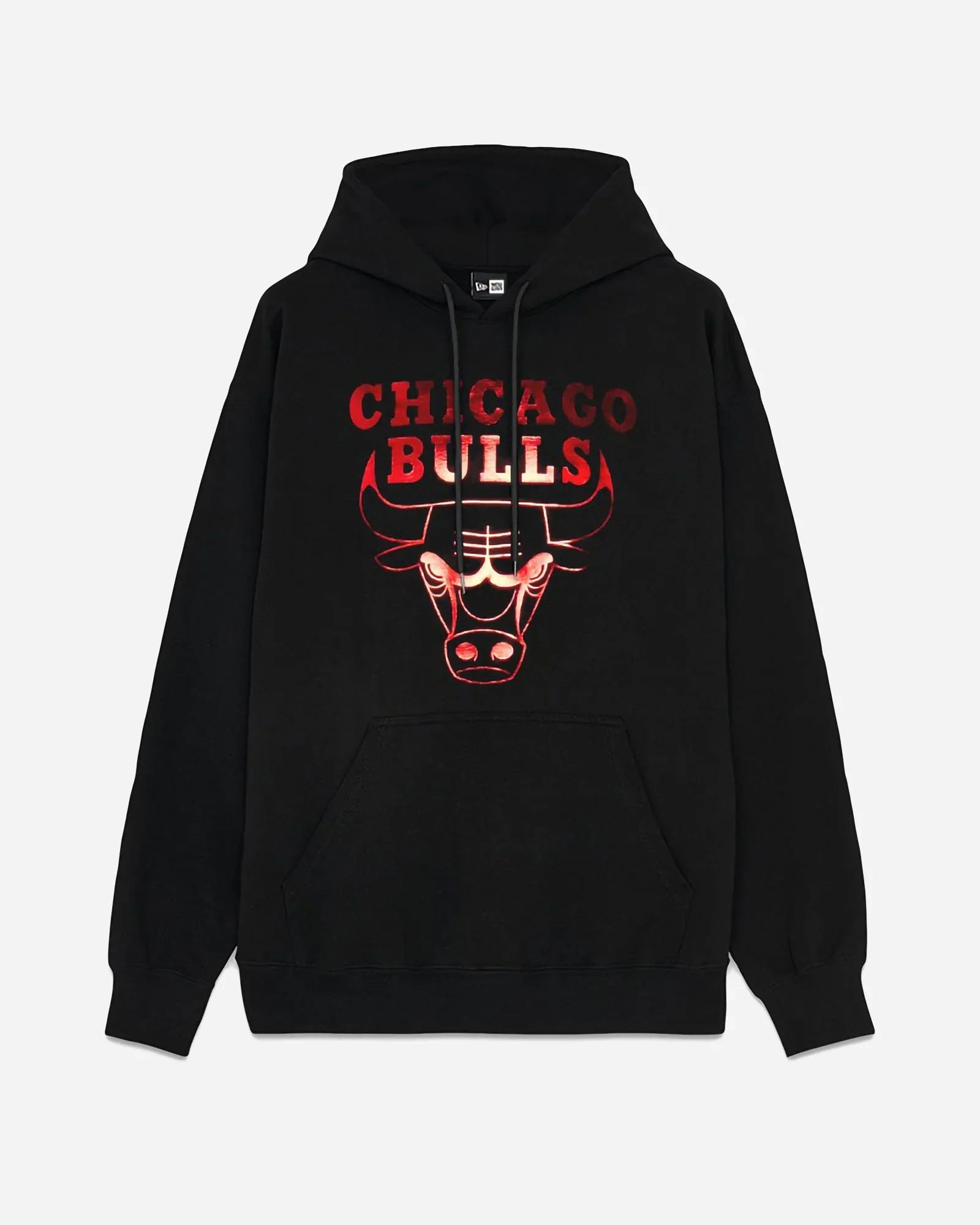 New Era Nba Chicago Bulls Foil Print Hoodie Black Red