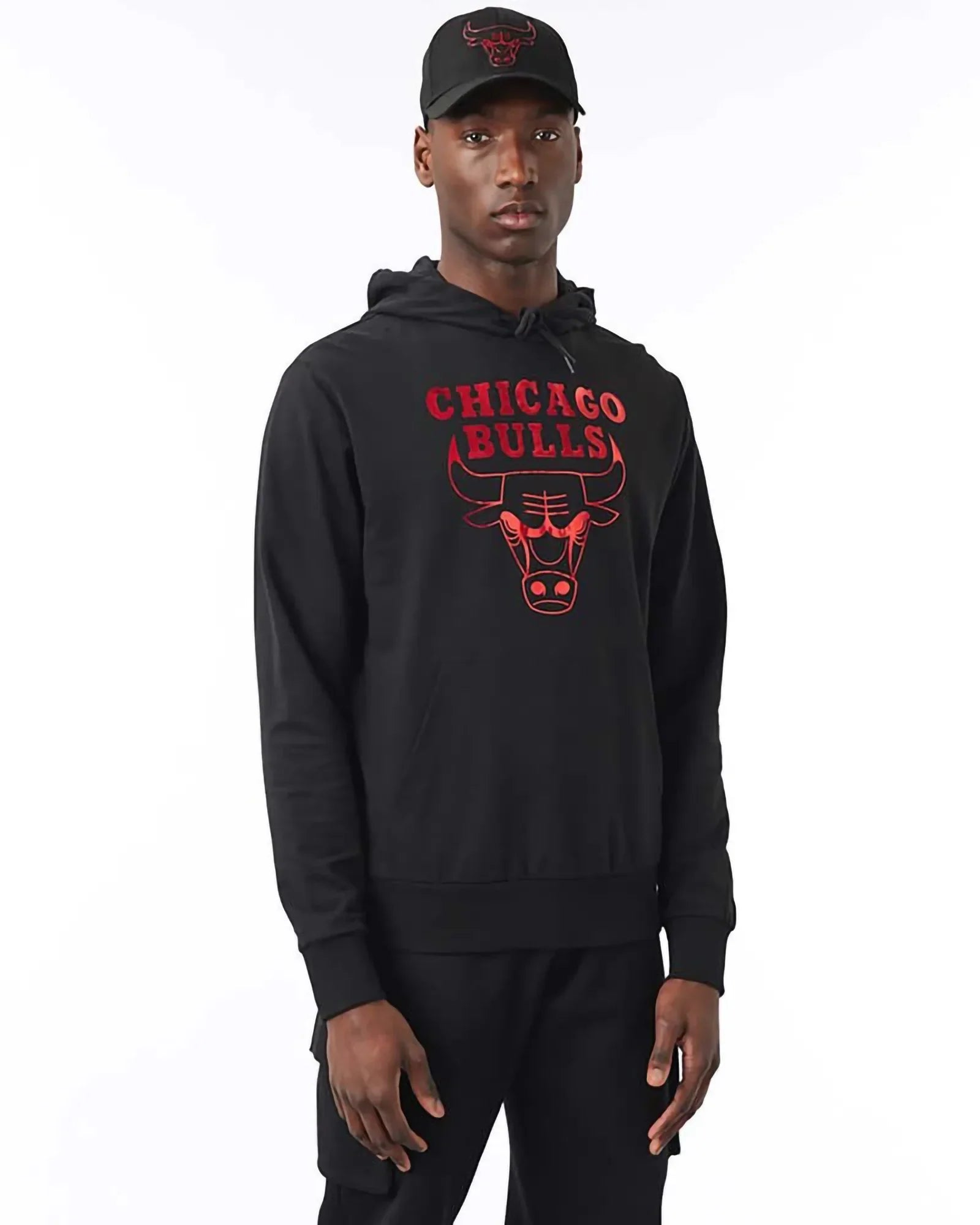 New Era Nba Chicago Bulls Foil Print Hoodie Black Red