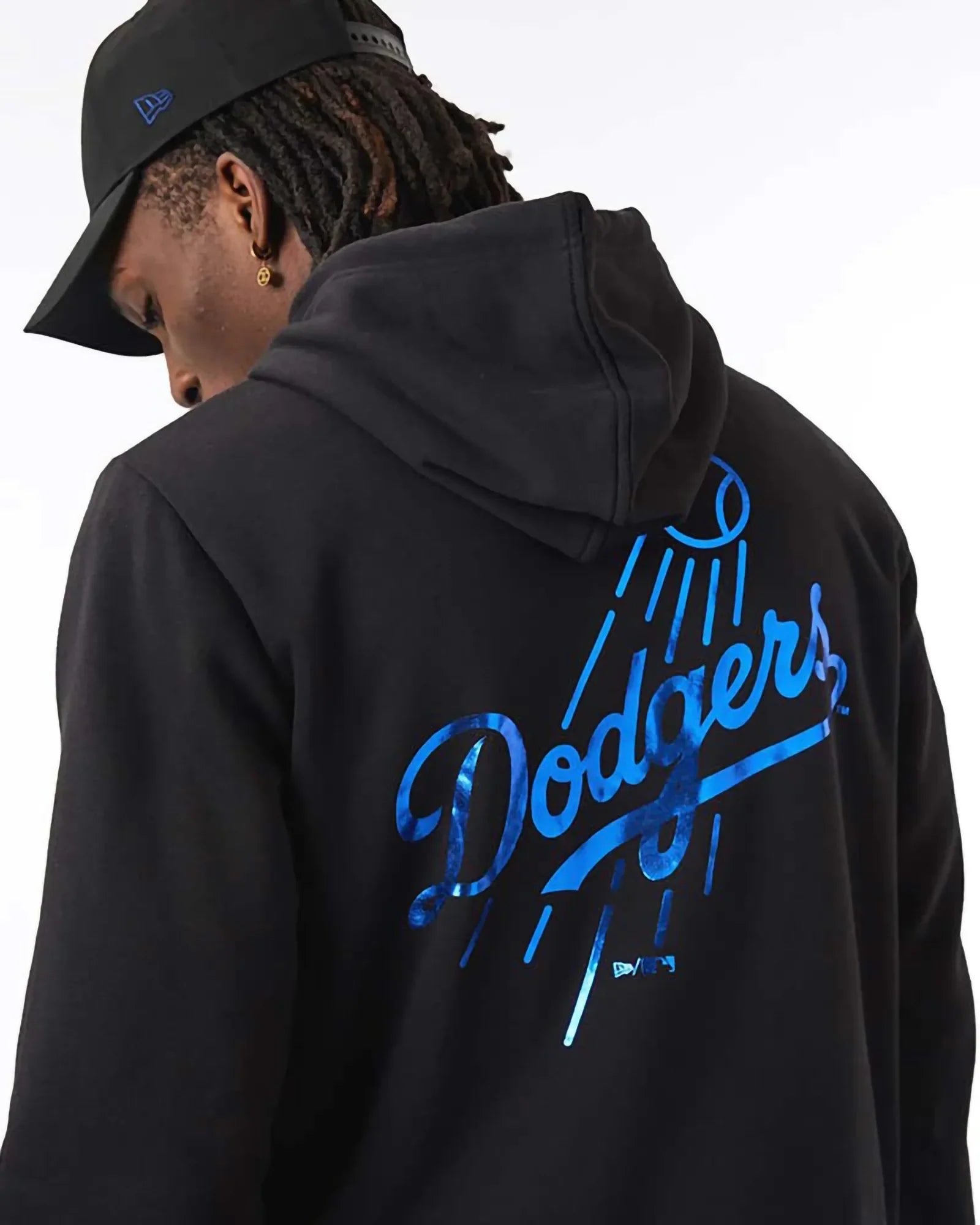 New Era Mlb Los Angeles Dodgers Foil Print Hoodie Black Blue