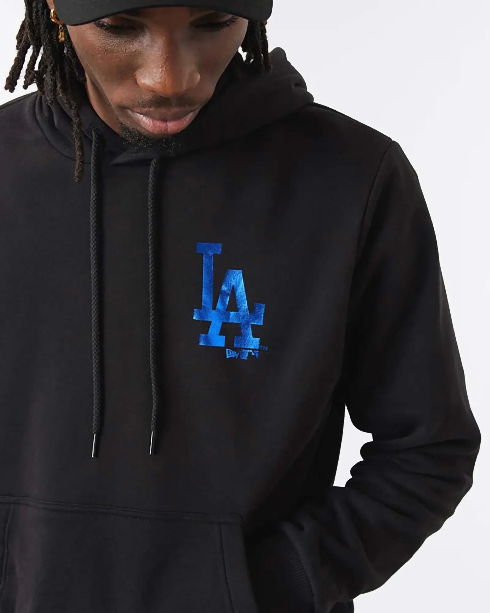 New Era Mlb Los Angeles Dodgers Foil Print Hoodie Black Blue