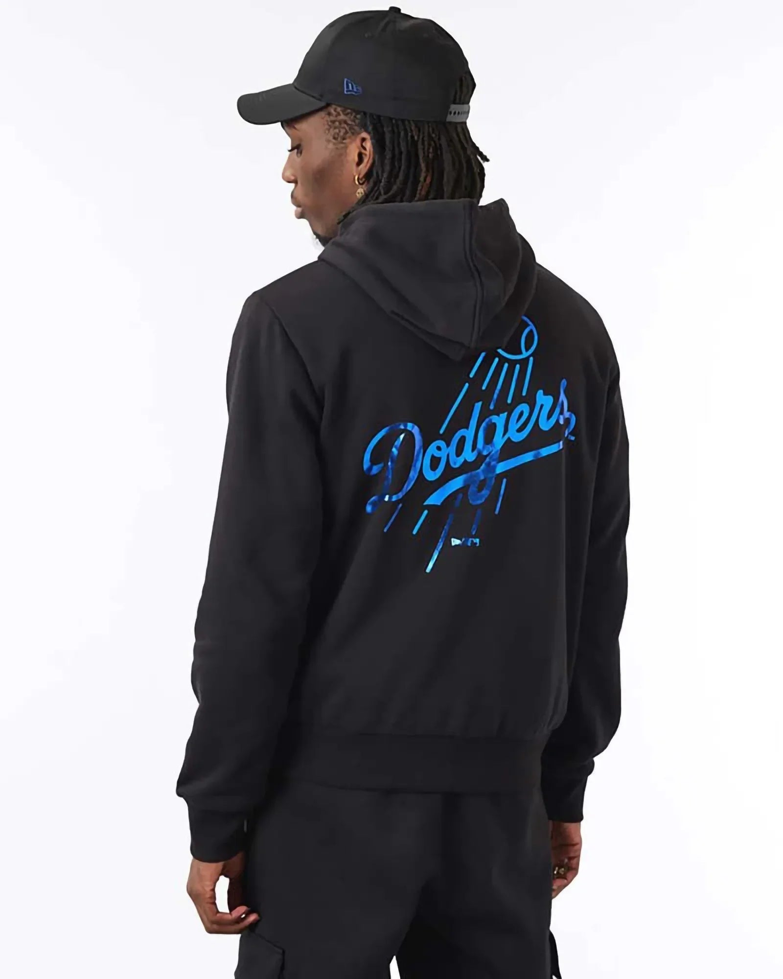 New Era Mlb Los Angeles Dodgers Foil Print Hoodie Black Blue