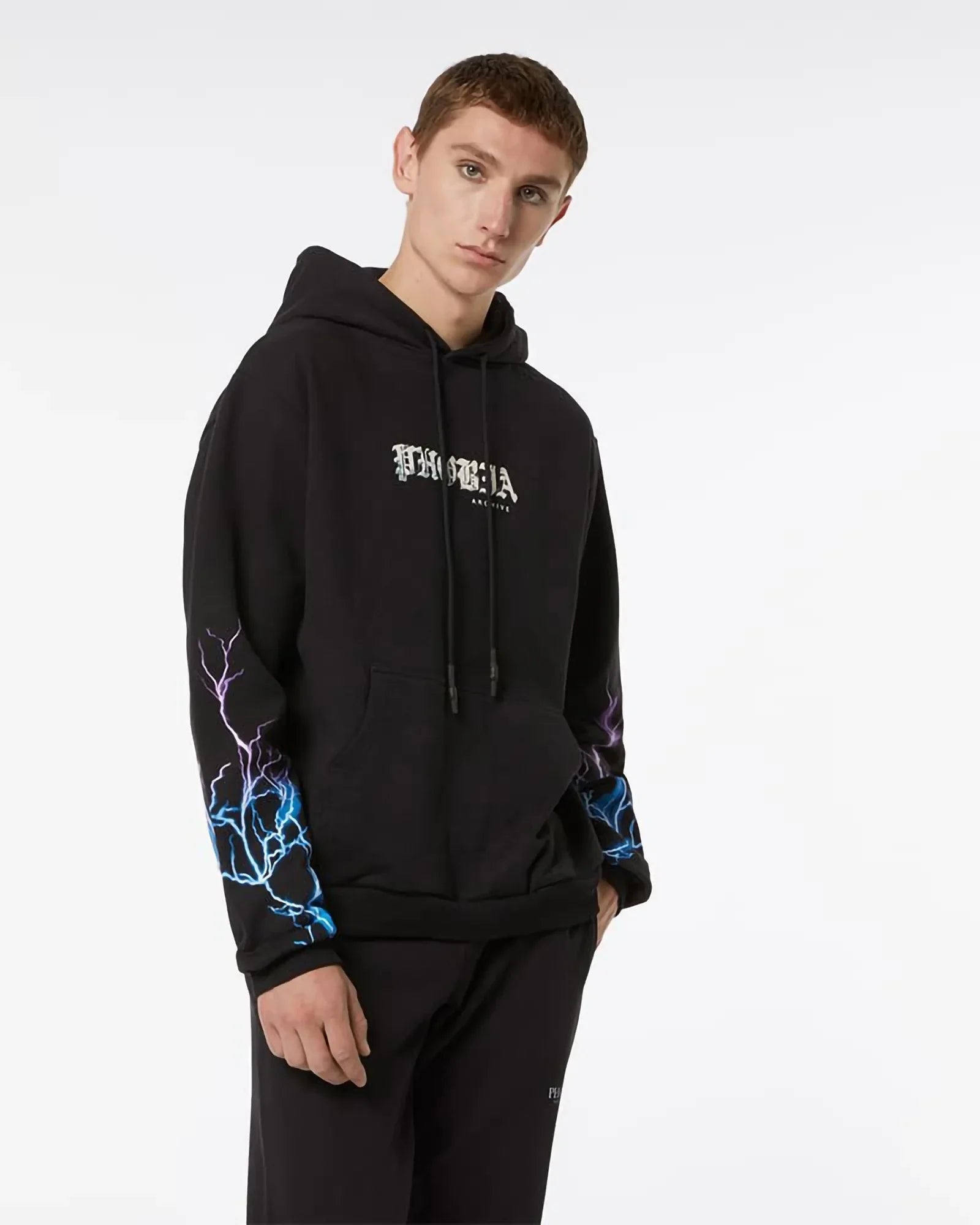 Phobia Blue And Purple Lightning Black Hoodie