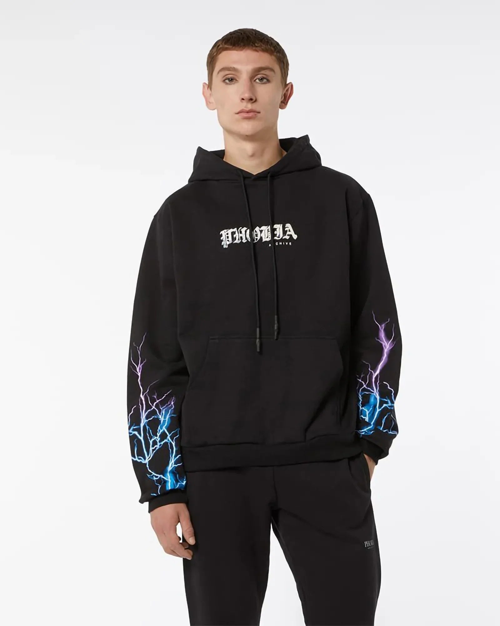 Phobia Blue And Purple Lightning Black Hoodie