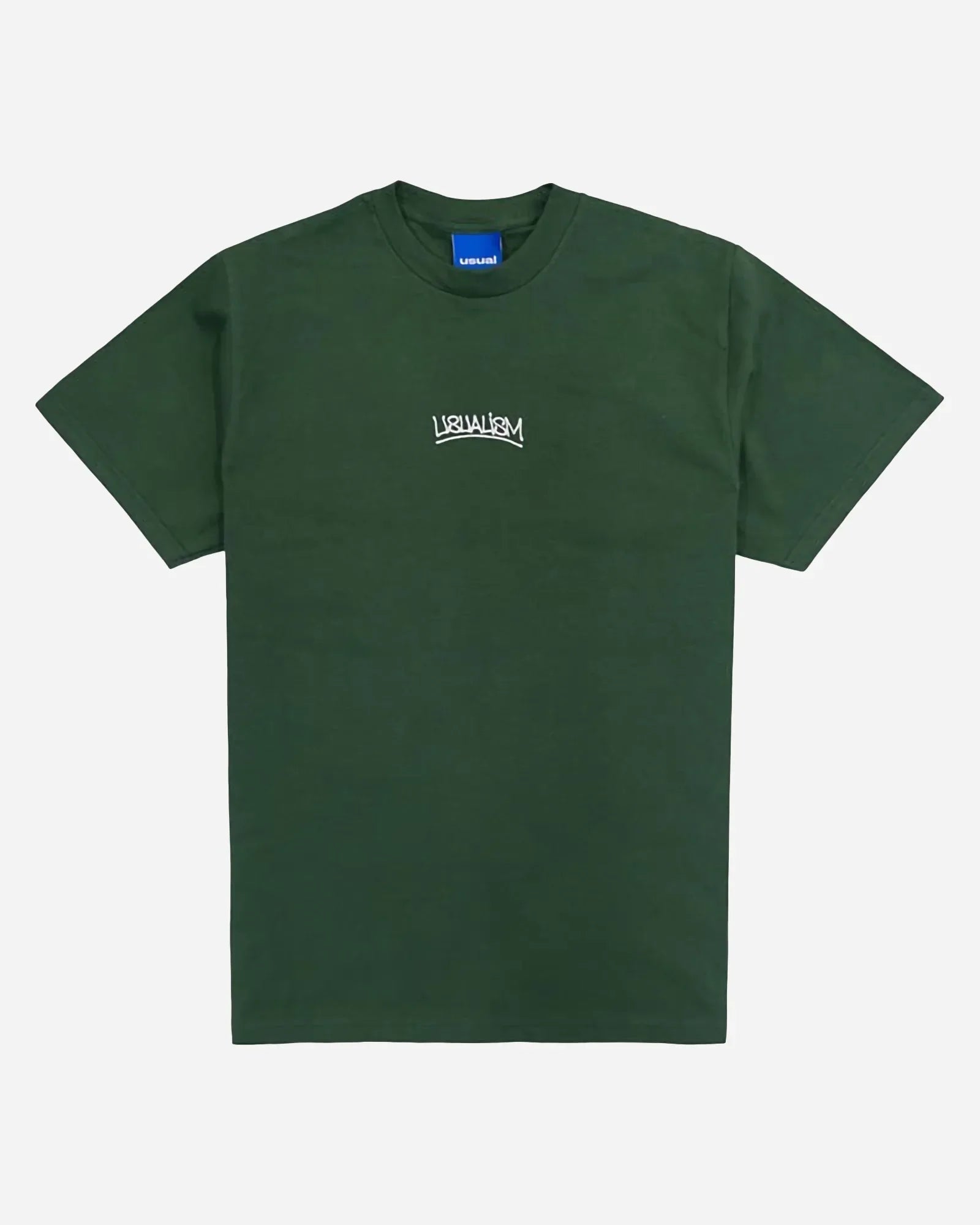 Usual Usualism Embroidery T-shirt Bottle Green