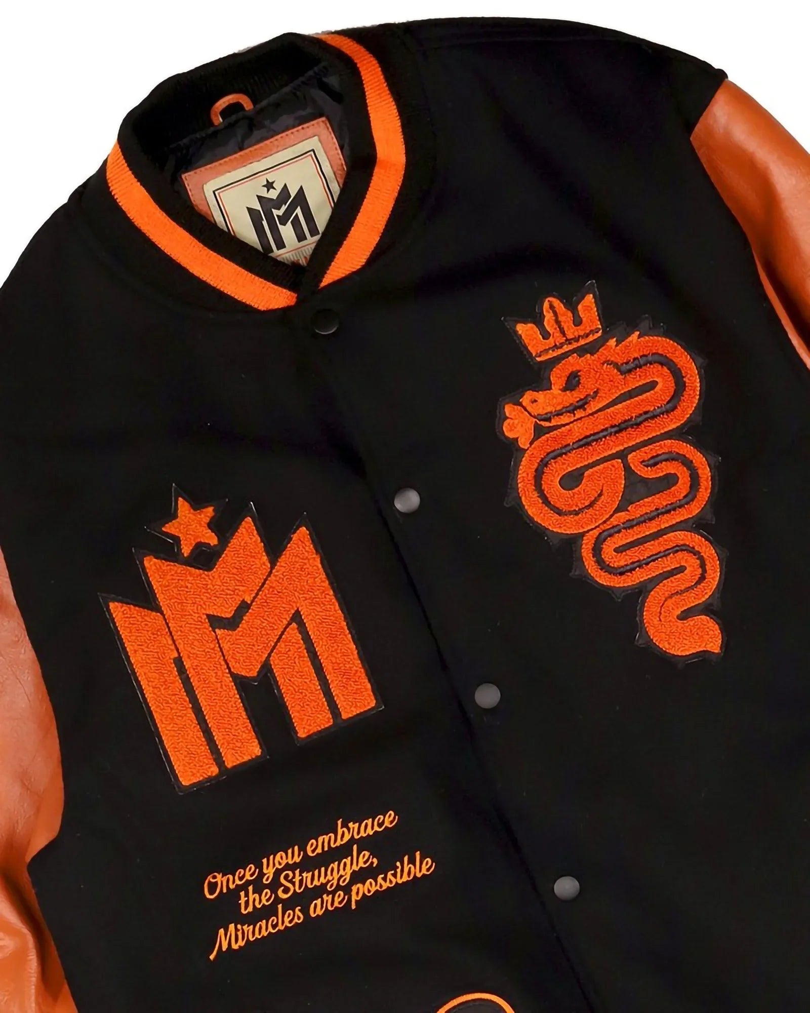 5tate Of Mind - Emme-i Miracles Varsity Jacket Pelle Nero/marrone