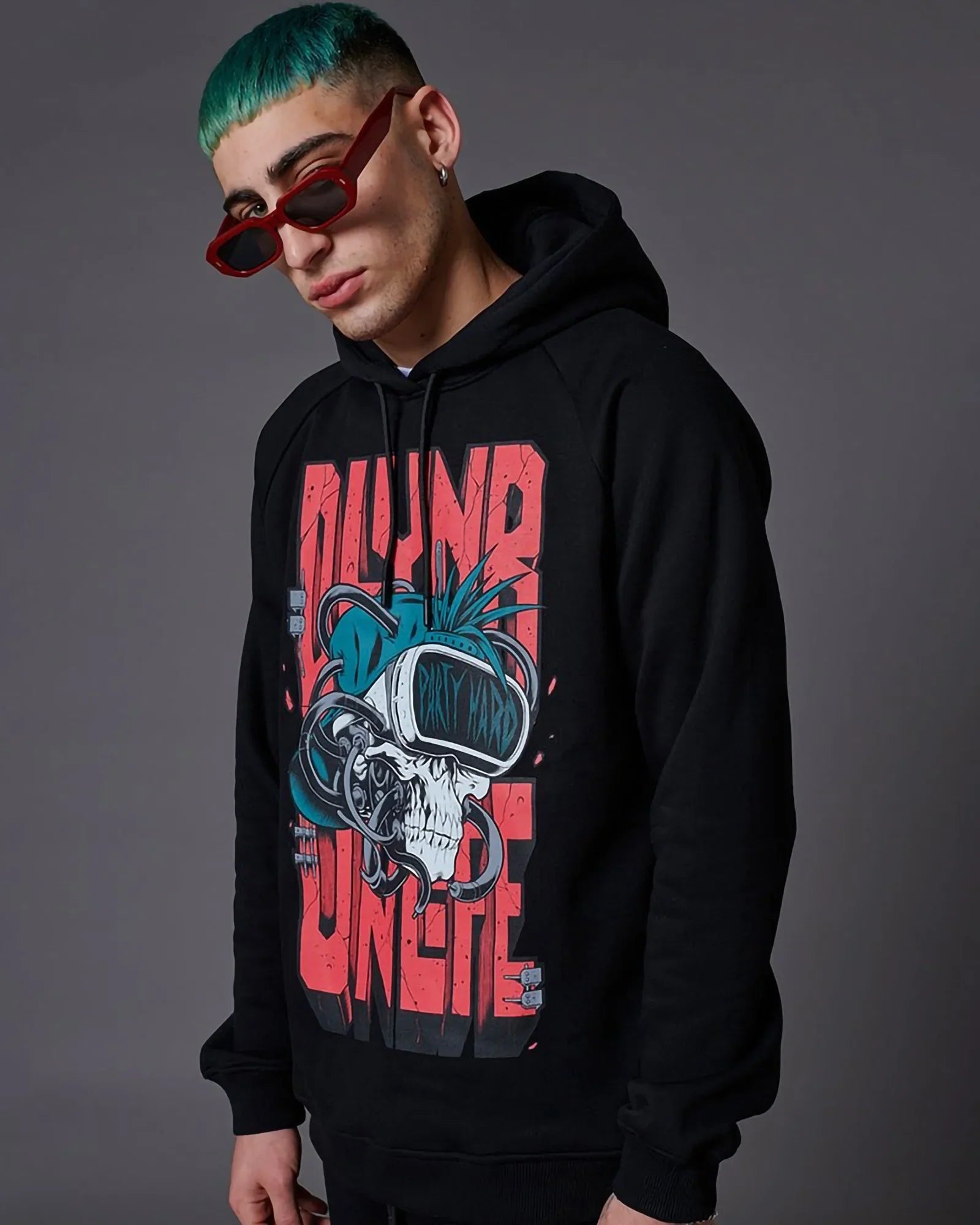 Dolly Noire Party Hard Skull Hoodie Black