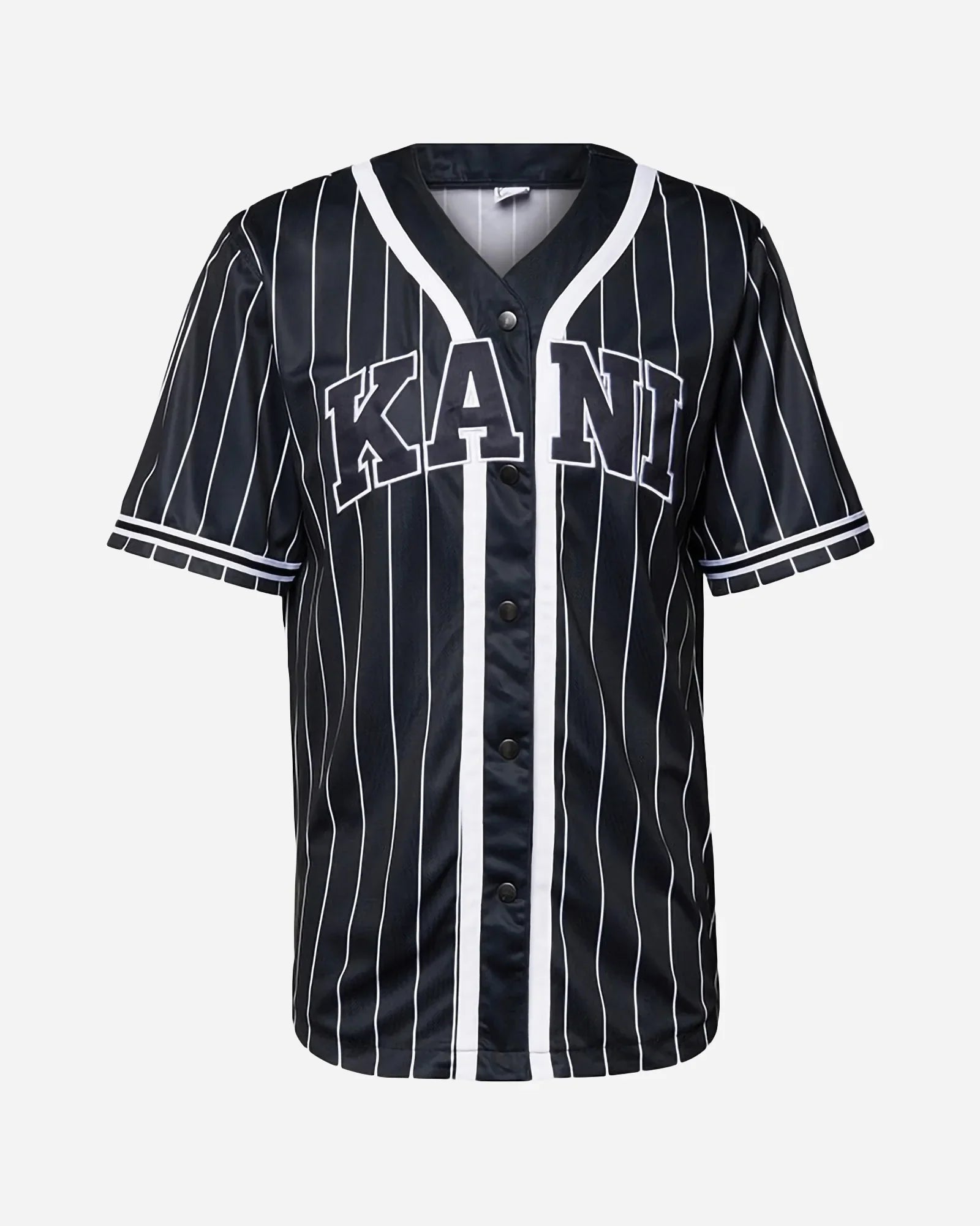 Karl Kani Kk Serif Pinstripe Baseball Shirt Black / White