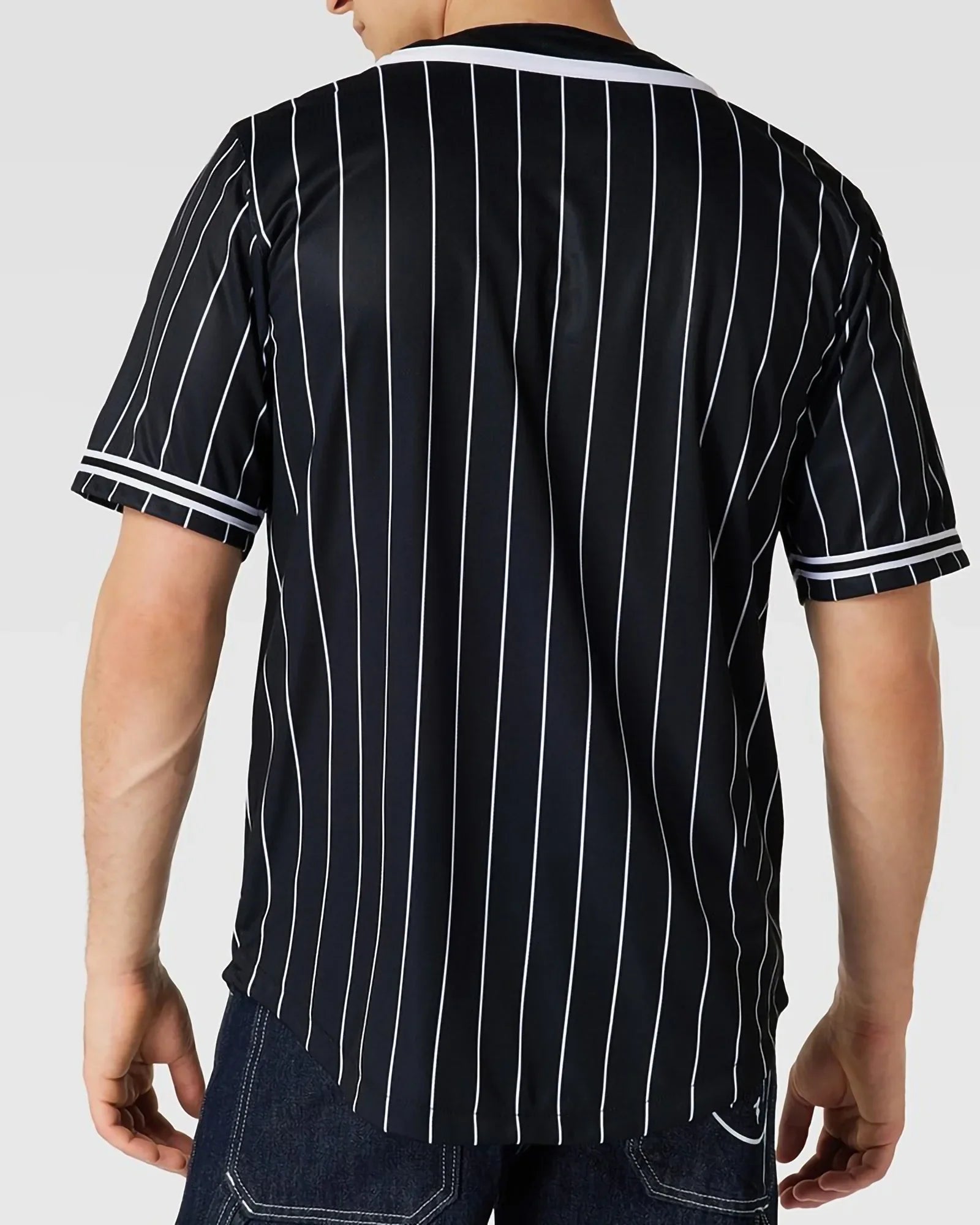 Karl Kani Kk Serif Pinstripe Baseball Shirt Black / White