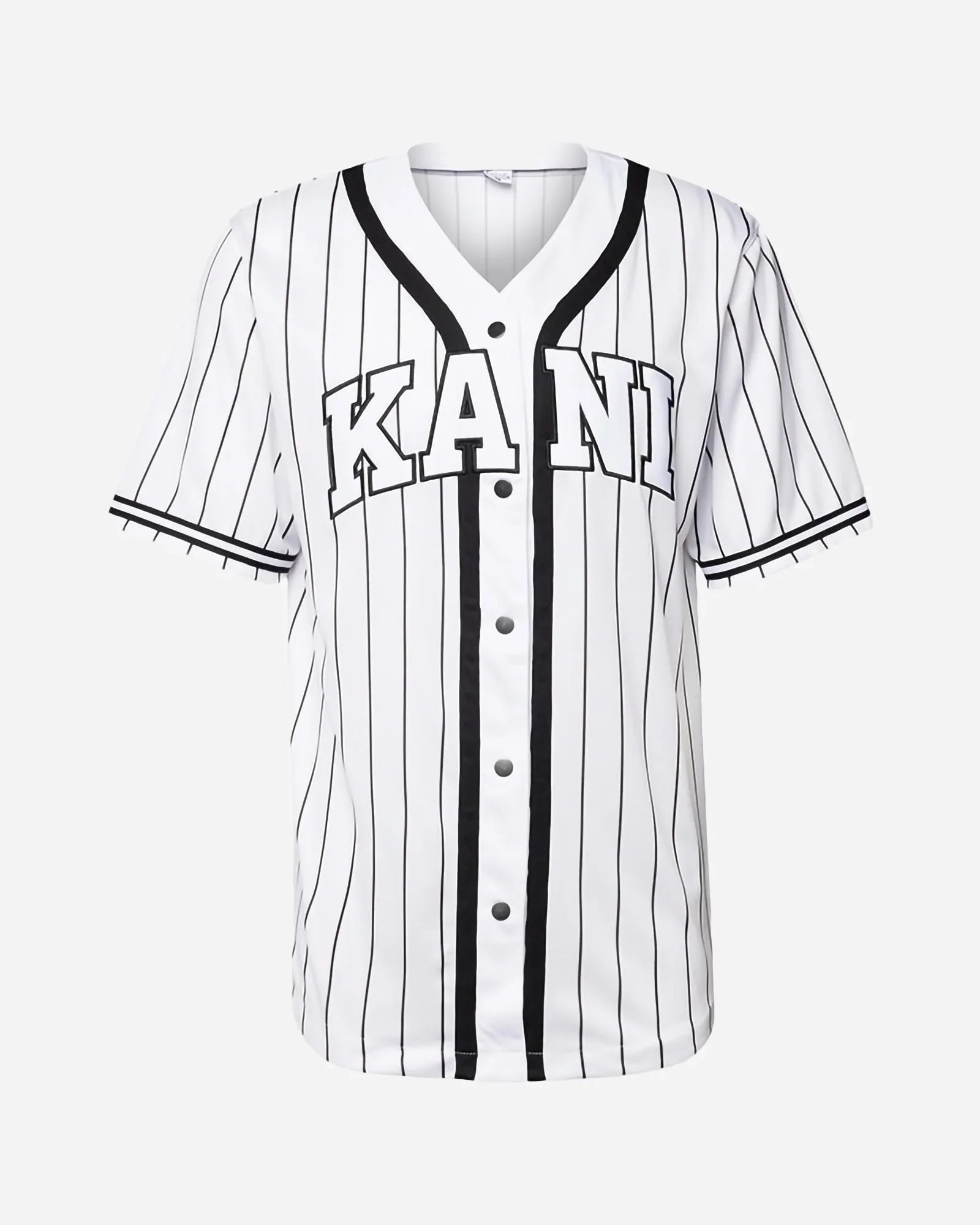 Karl Kani Kk Serif Pinstripe Baseball Shirt Black / White