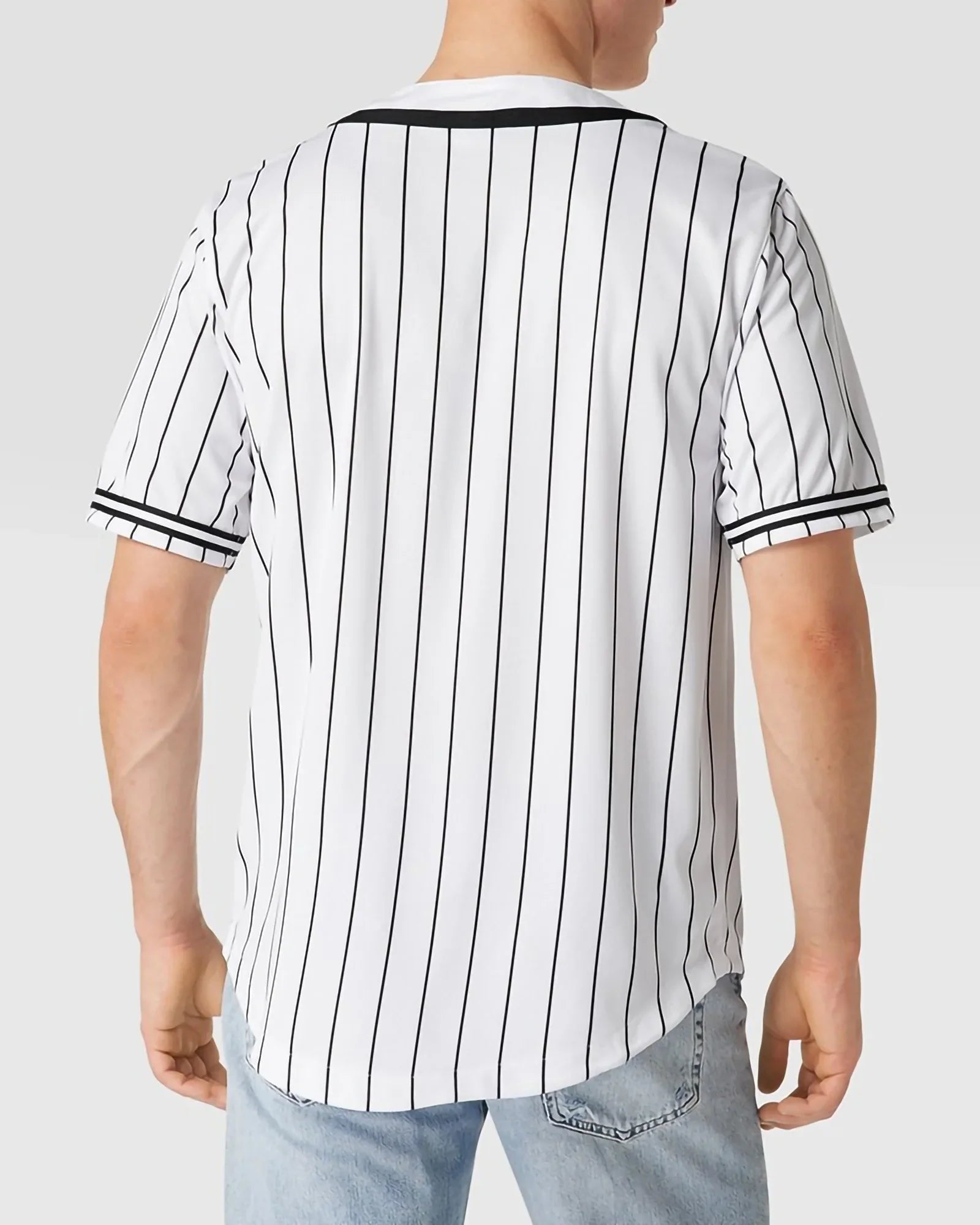 Karl Kani Kk Serif Pinstripe Baseball Shirt Black / White