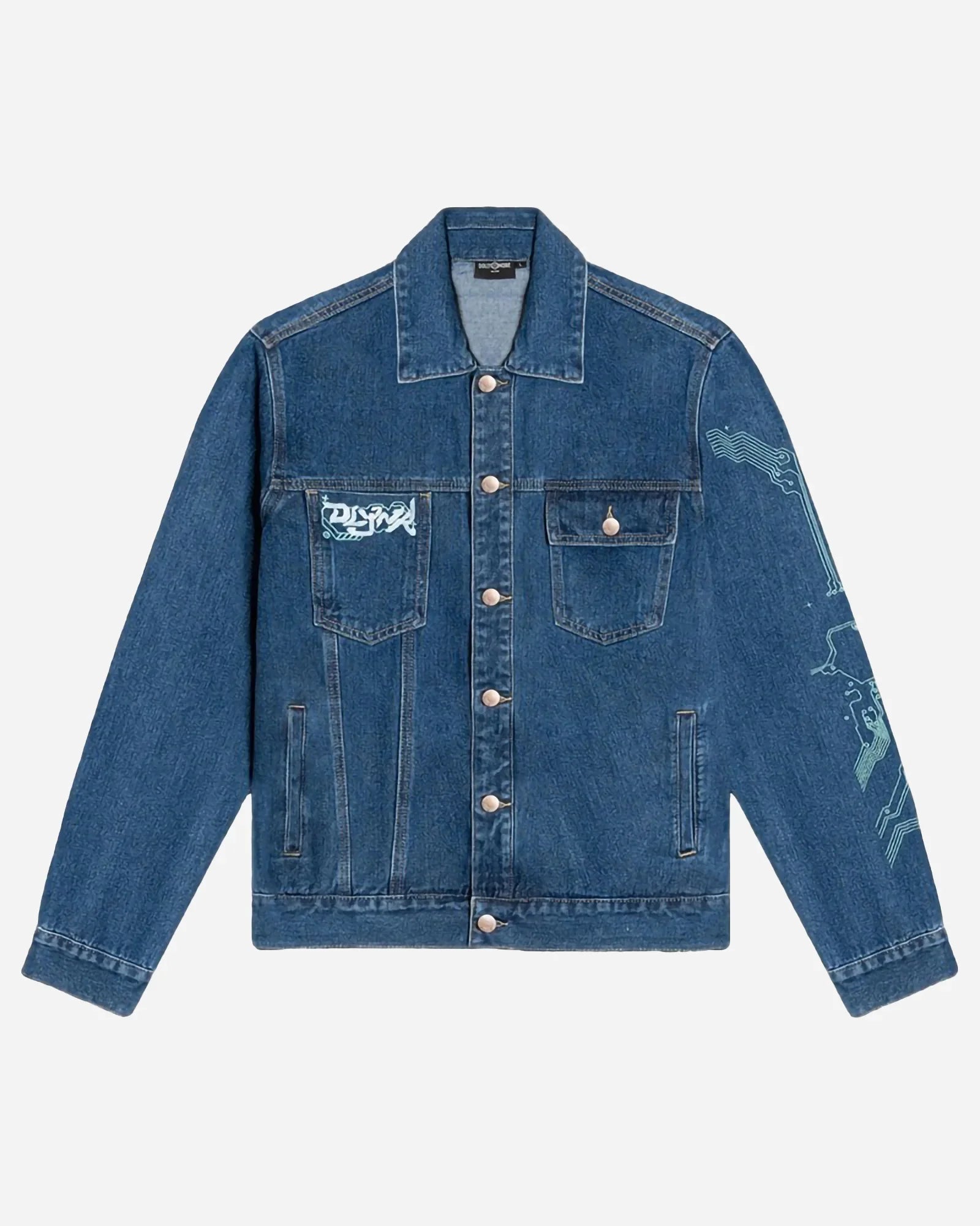 Dolly Noire Cyber Letters Denim Jacket Indigo