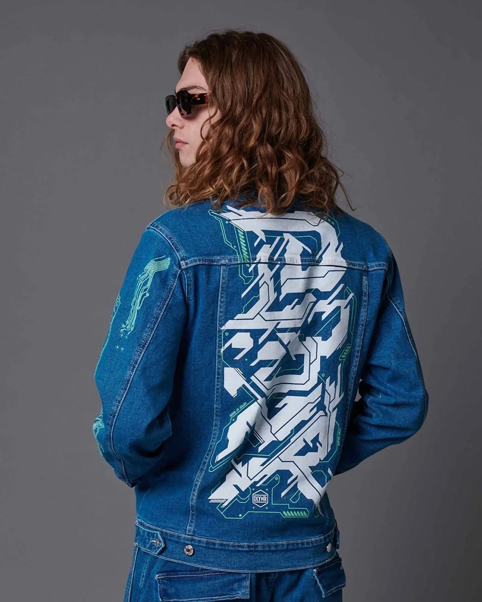 Dolly Noire Cyber Letters Denim Jacket Indigo