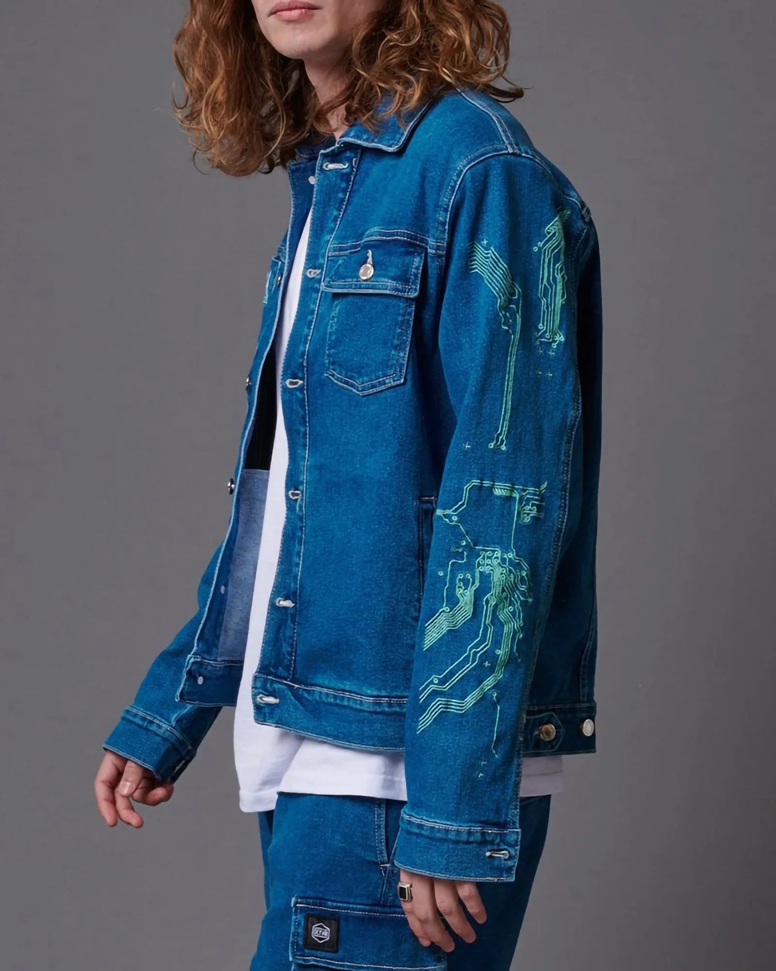 Dolly Noire Cyber Letters Denim Jacket Indigo