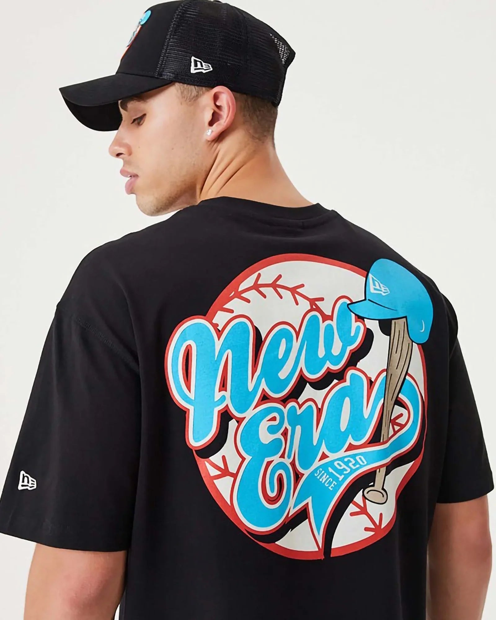 New Era Mlb Heritage Baseball Graphic Oversize Tee Black