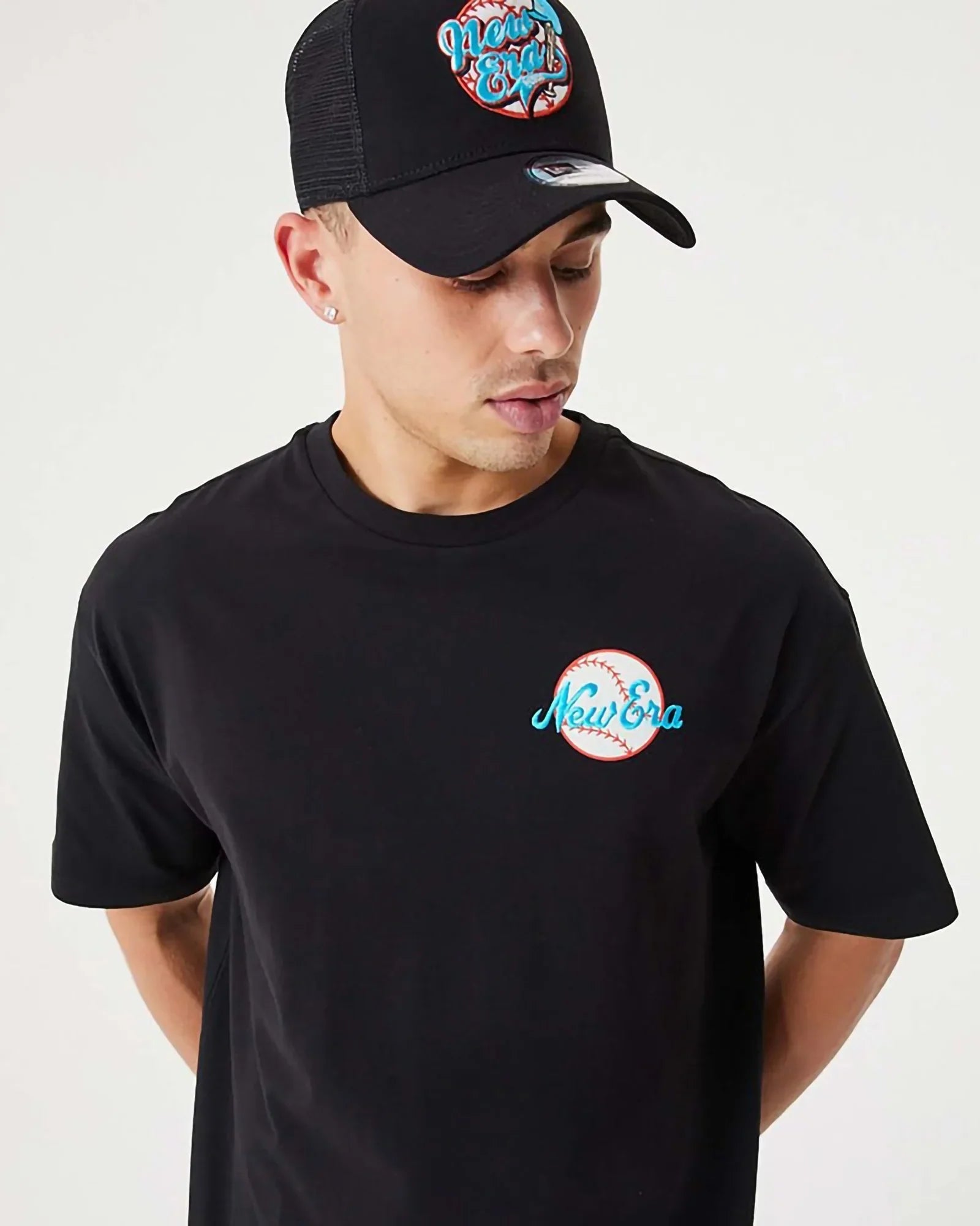 New Era Mlb Heritage Baseball Graphic Oversize Tee Black