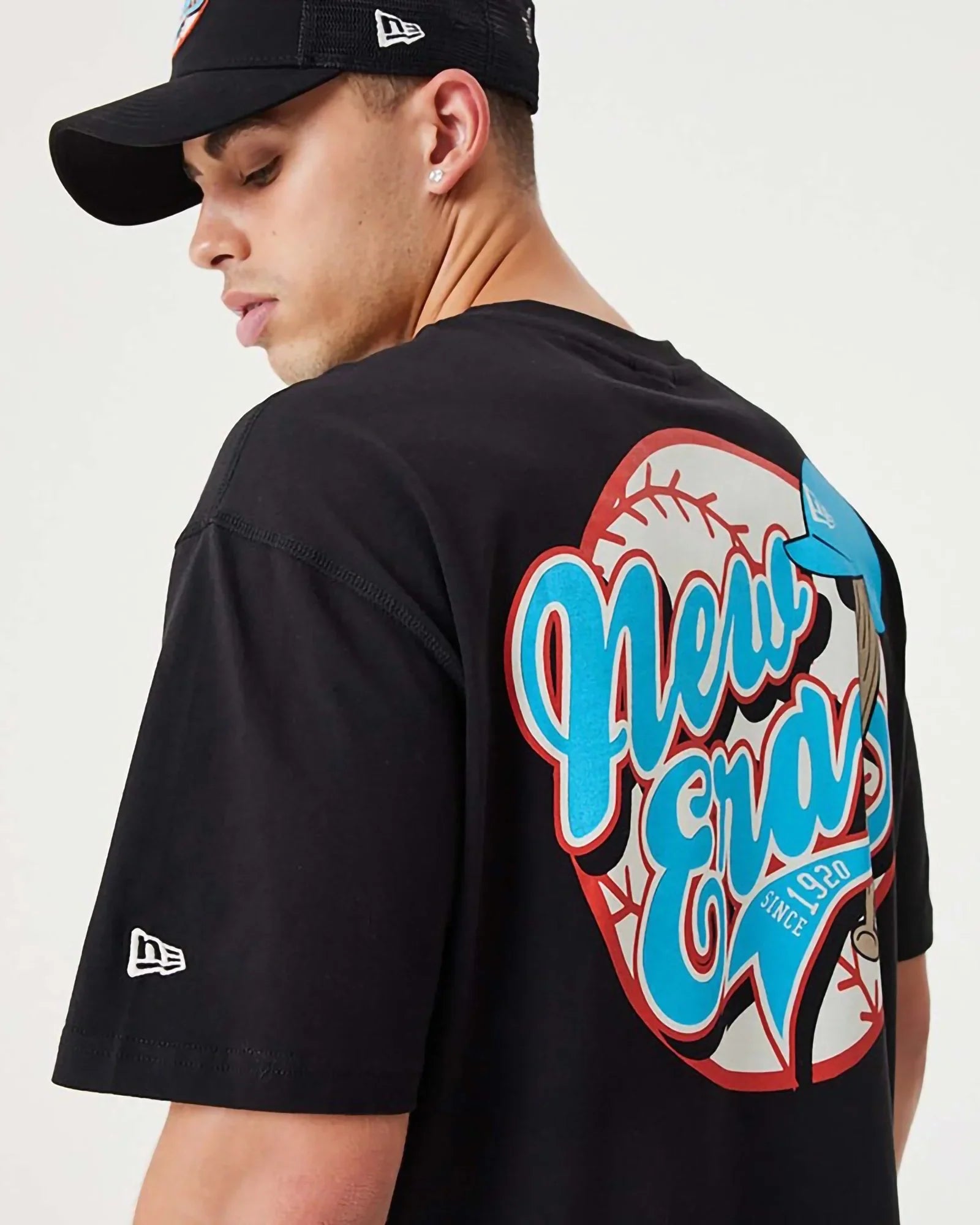 New Era Mlb Heritage Baseball Graphic Oversize Tee Black