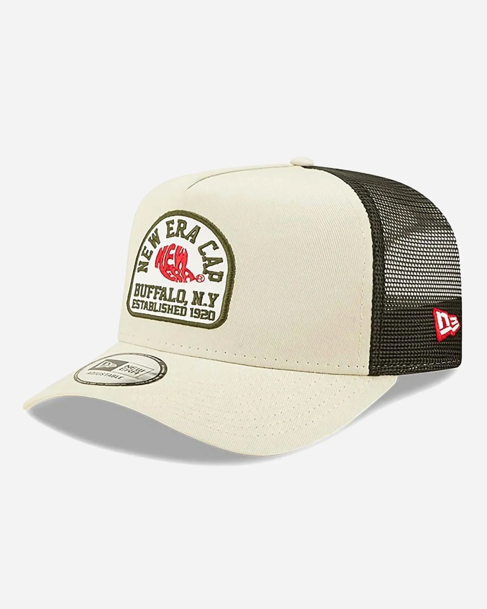 New Era Trucker Buffalo State Patch Cream White