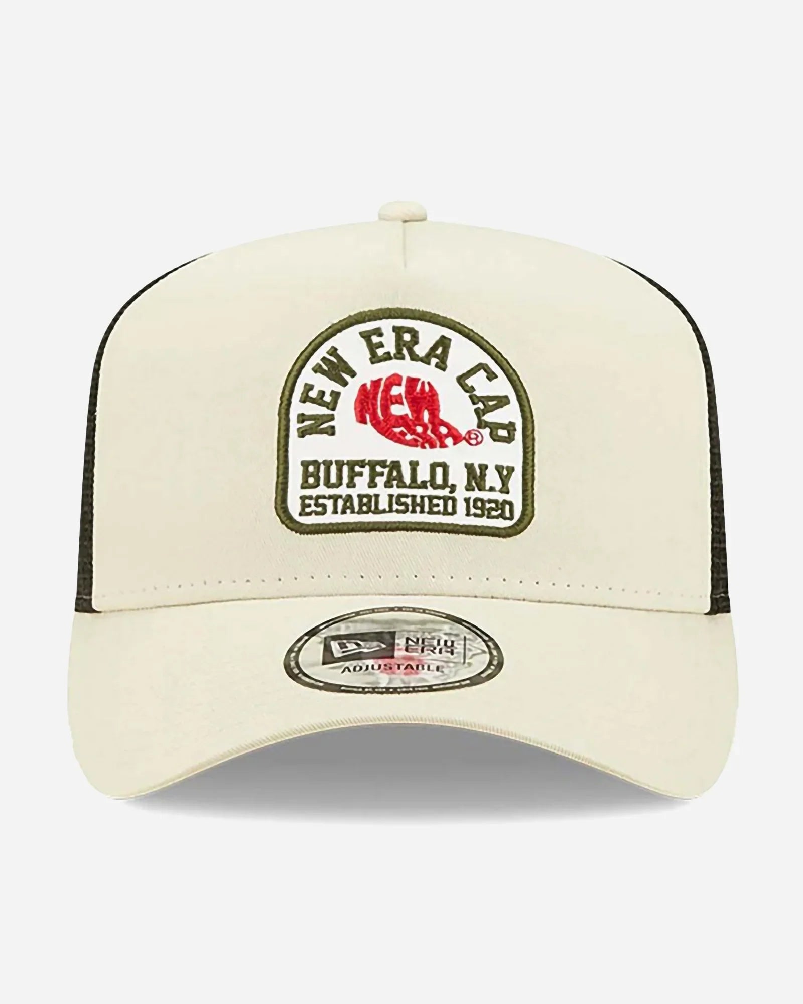 New Era Trucker Buffalo State Patch Cream White