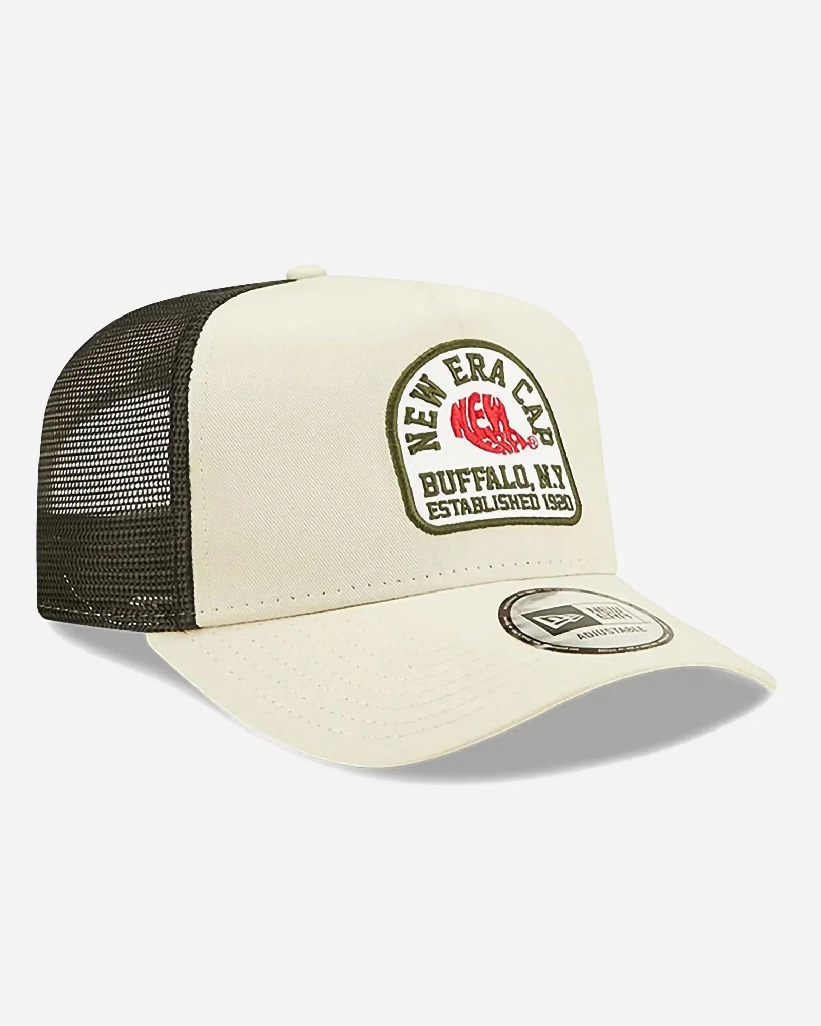 New Era Trucker Buffalo State Patch Cream White