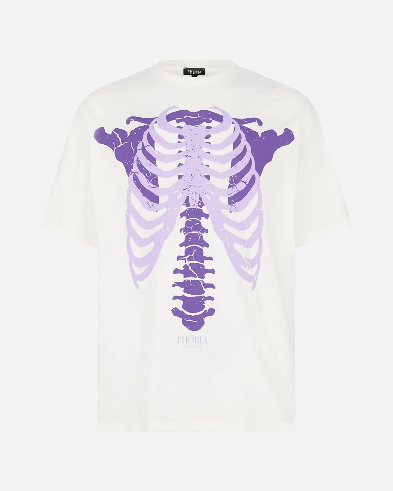 Phobia Purple Skeleton Bones Print Off White Tee