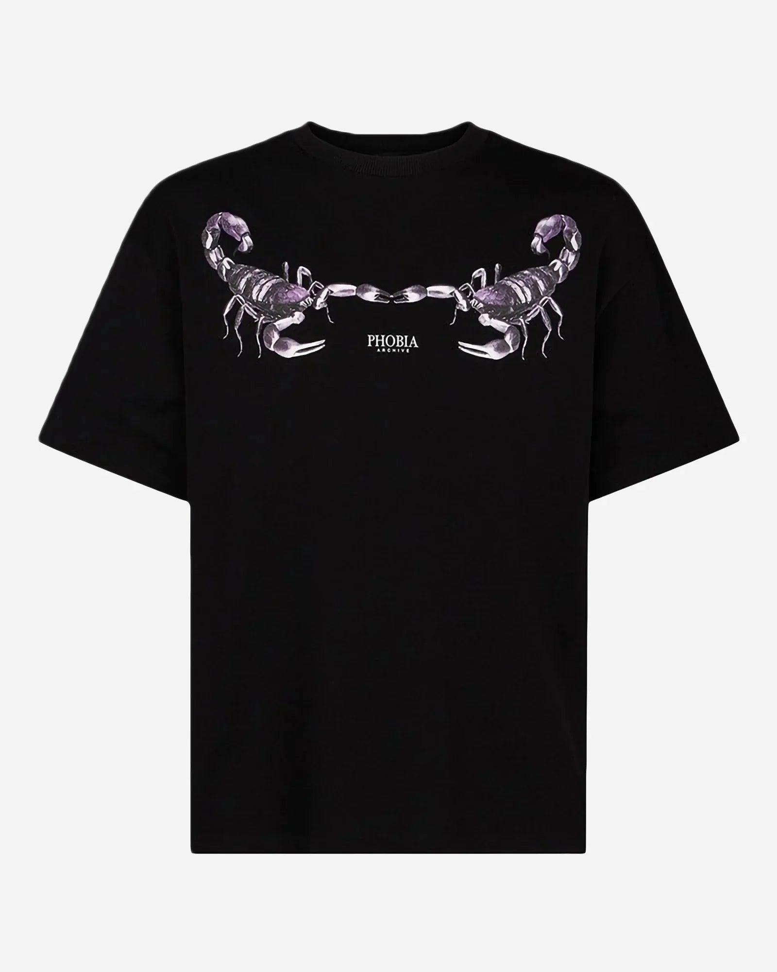 Phobia Purple Scorpion Print Black Tee