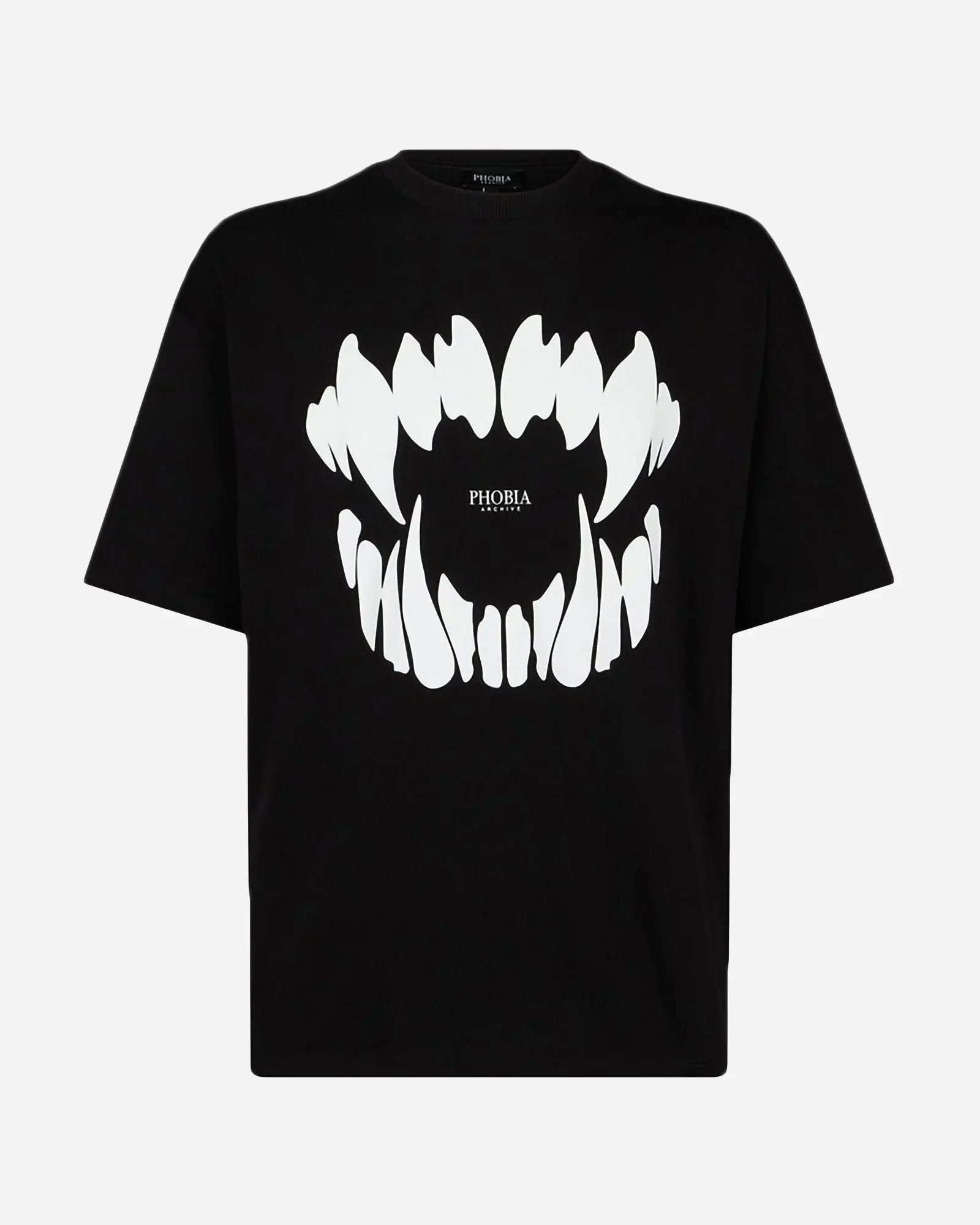 Phobia White Mouth Print Black Tee