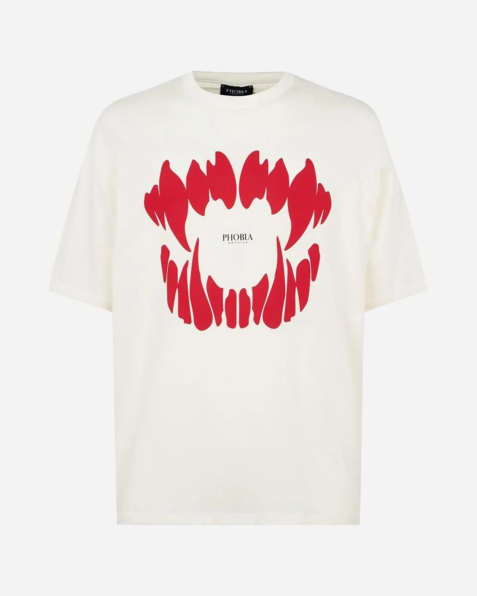 Phobia Red Mouth Print Off White Tee