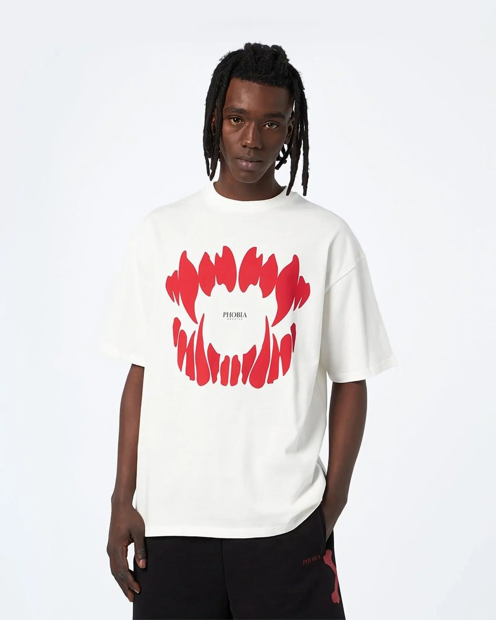 Phobia Red Mouth Print Off White Tee