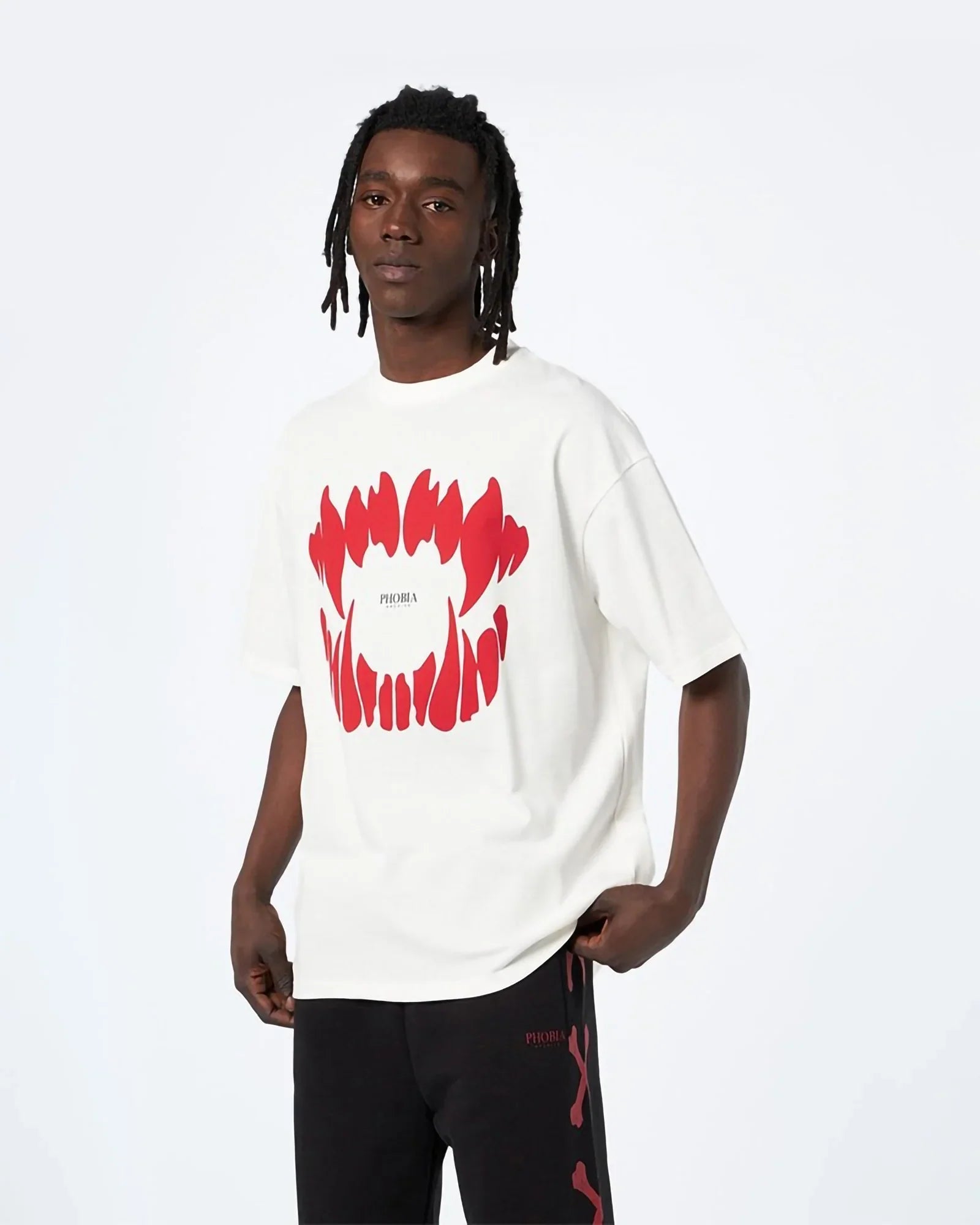 Phobia Red Mouth Print Off White Tee