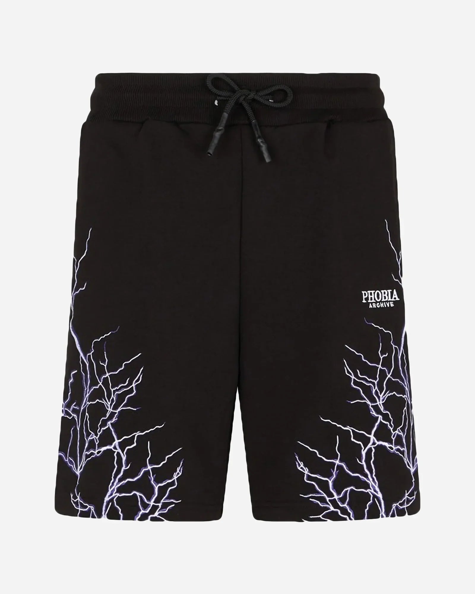 Phobia Purple Lightning Embroidery Black Shorts