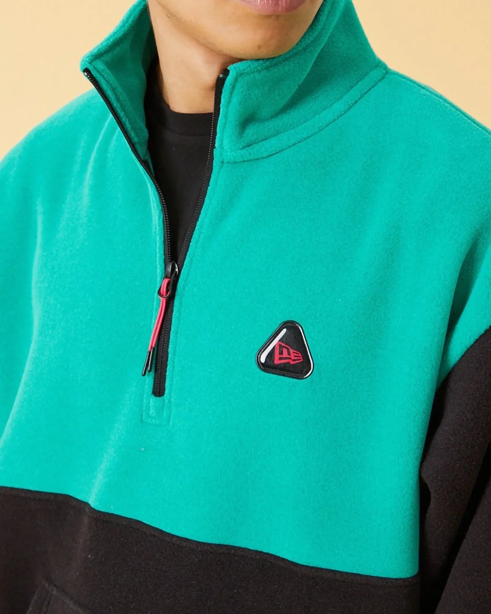 New Era Colour Block Quarter Zip Sweater Black