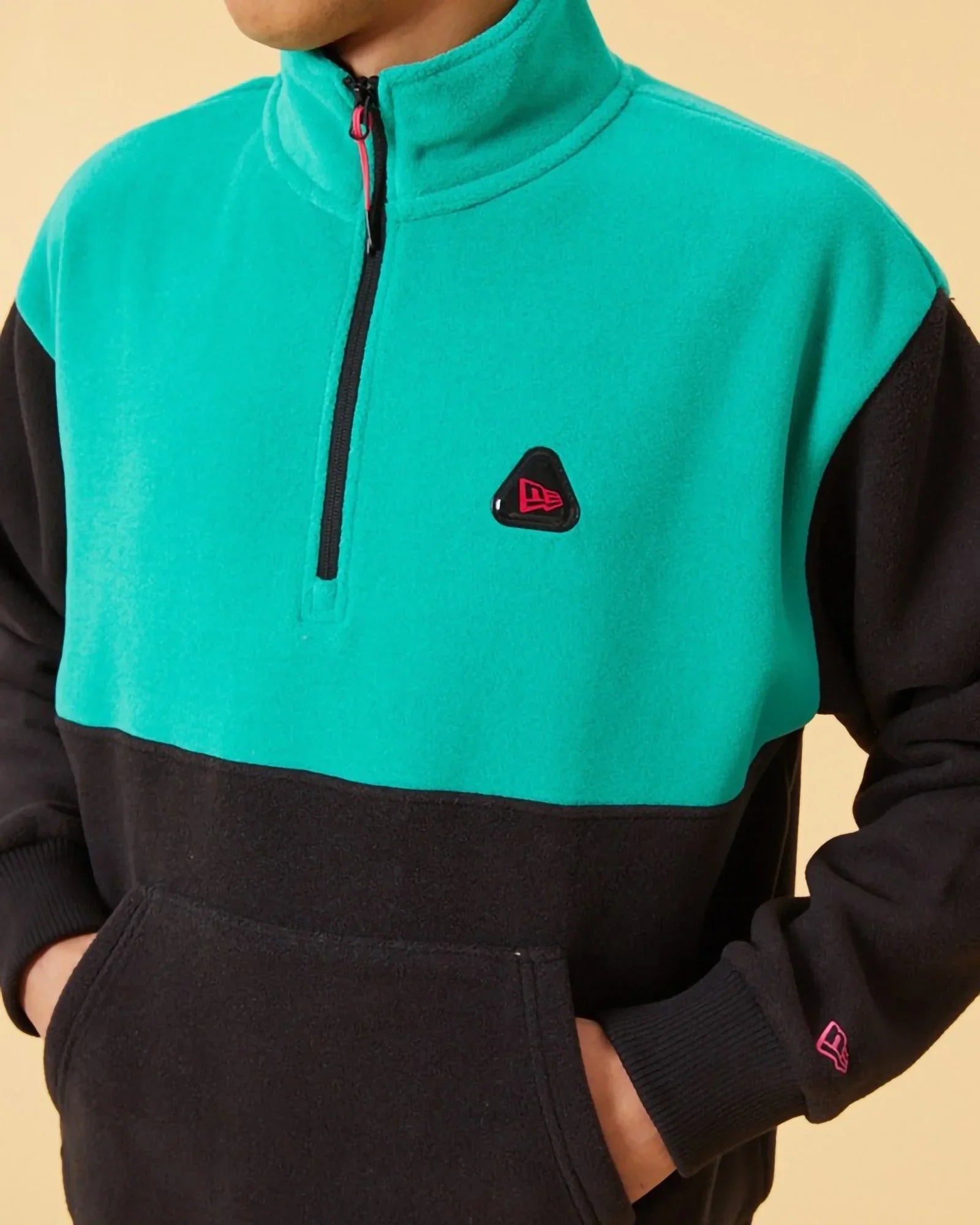 New Era Colour Block Quarter Zip Sweater Black