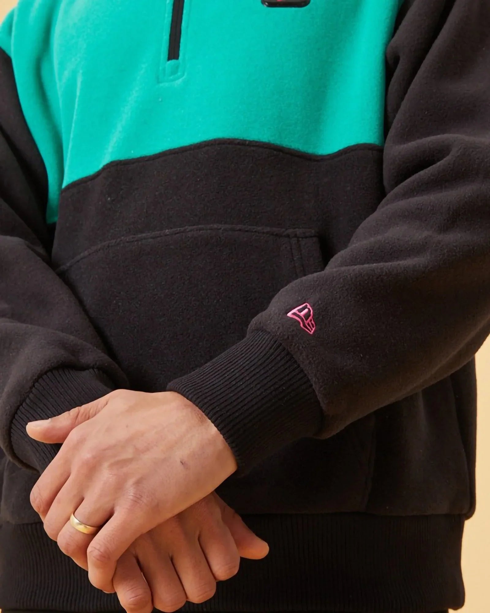 New Era Colour Block Quarter Zip Sweater Black