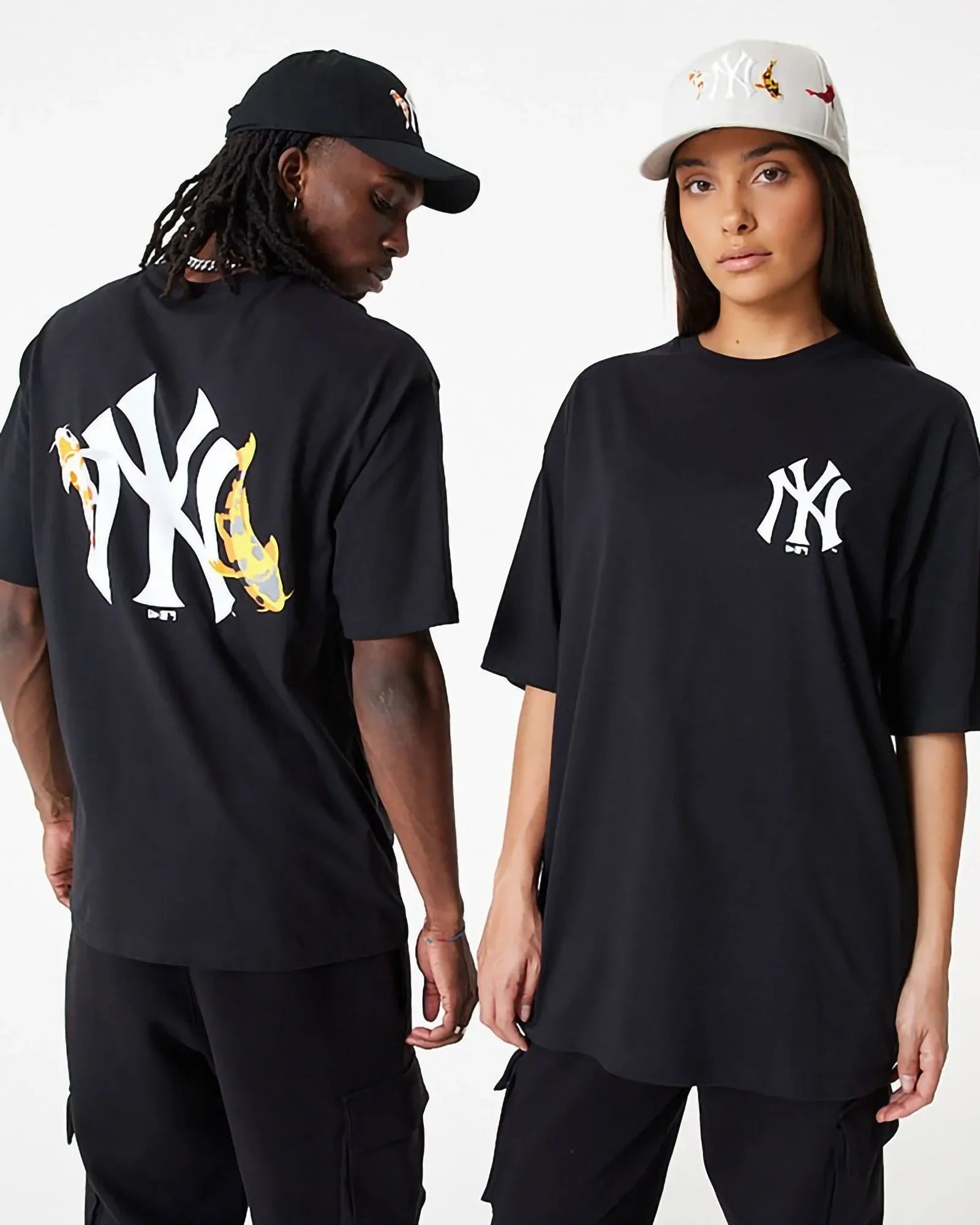 New Era Mlb New York Yankees Koi Fish Graphic Oversize Tee Black