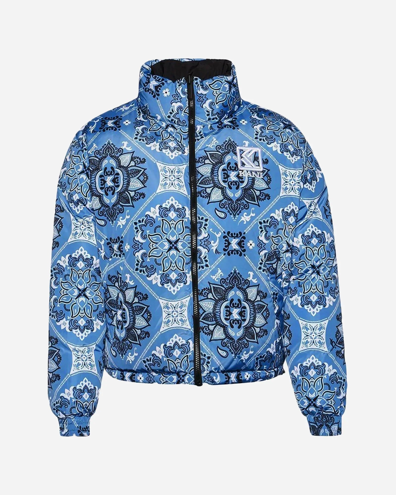 Karl Kani Kk Retro Paisley Reversible Block Puffer Jacket Light Blue/black