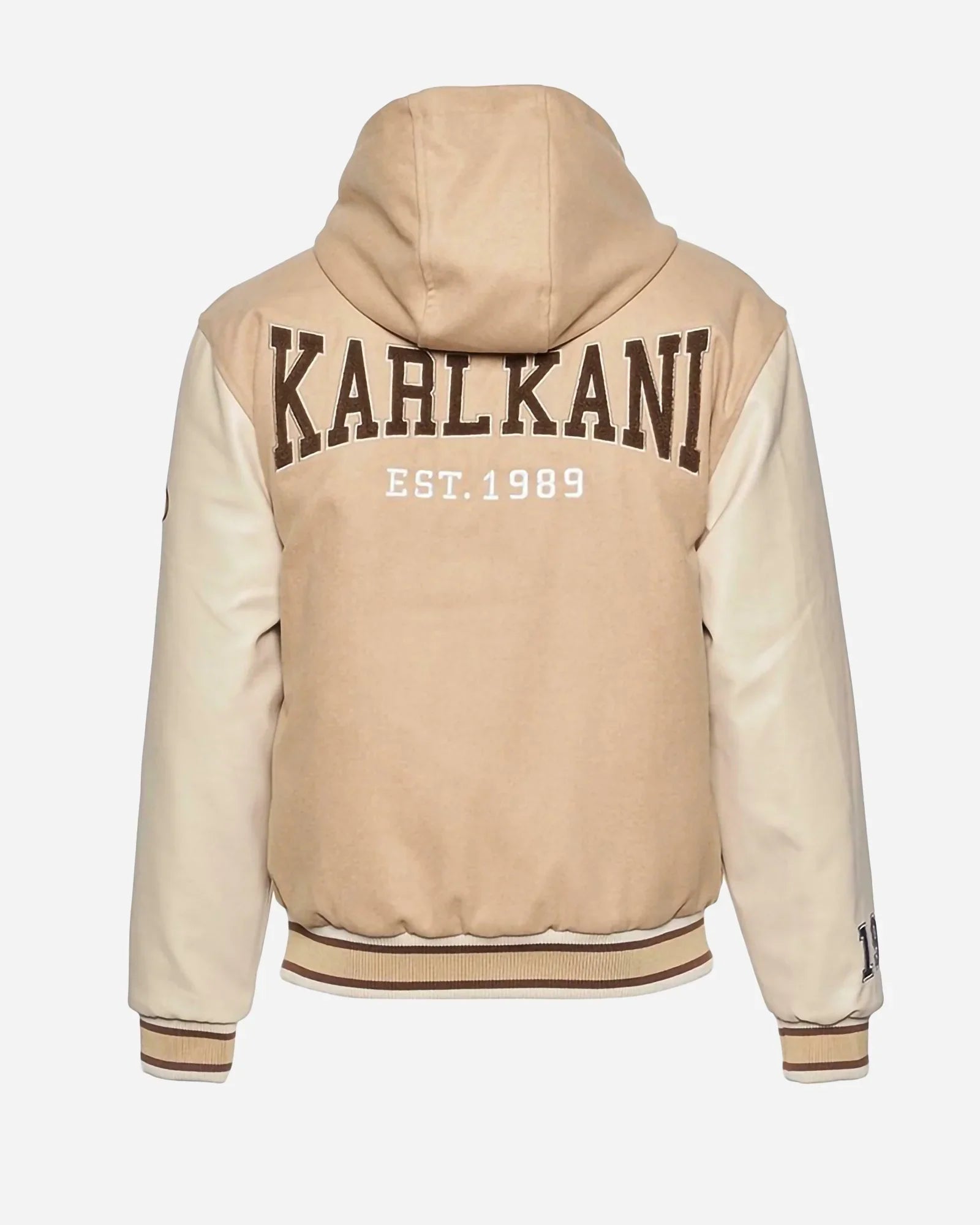 Karl Kani Kk Retro Patch Hooded Block College Jacket Sand/off White