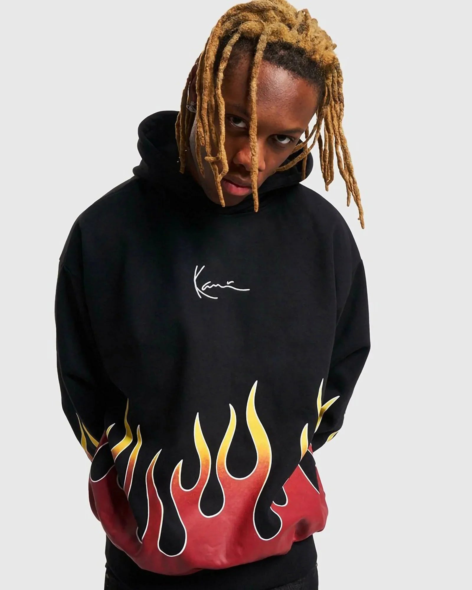 Karl Kani Kk Small Signature Flame Os Hoodie Black