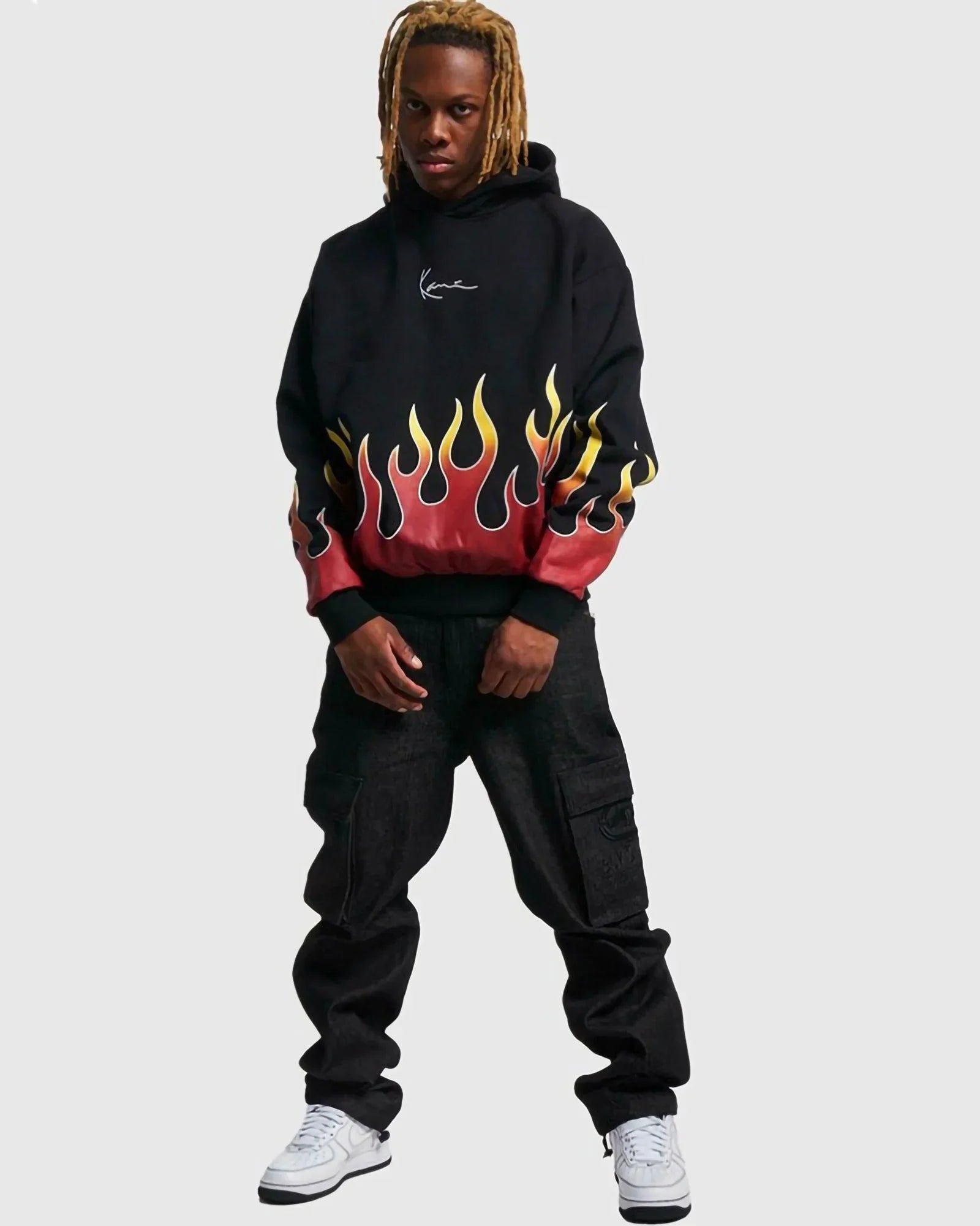 Karl Kani Kk Small Signature Flame Os Hoodie Black